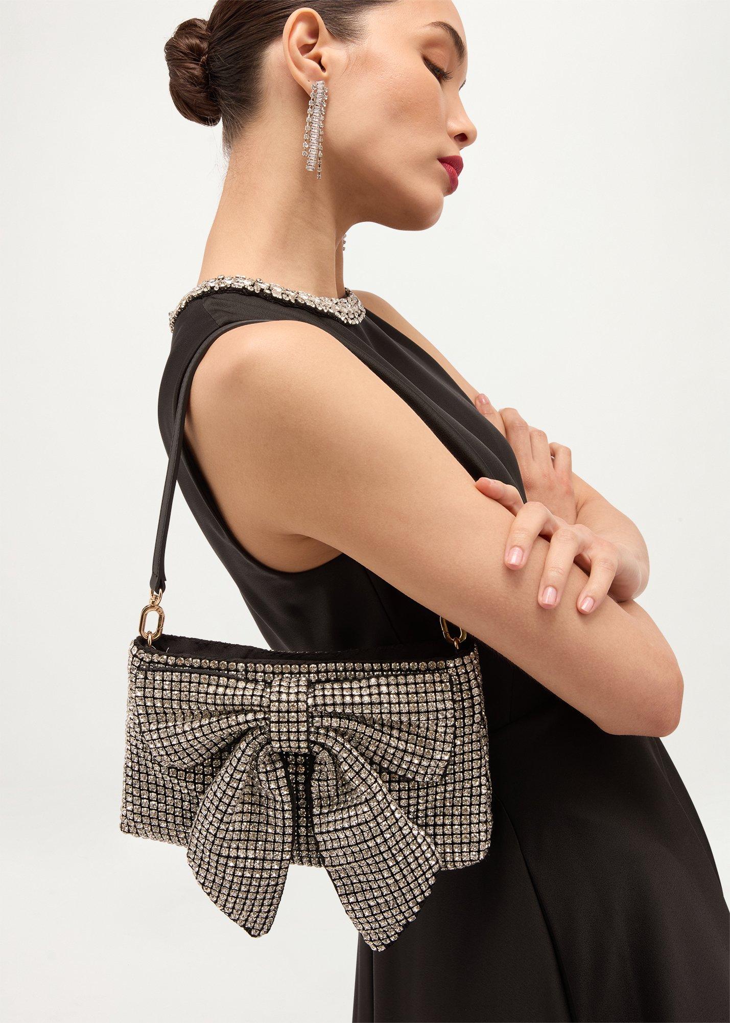 Maisey Bow Clutch, Silver, hi-res