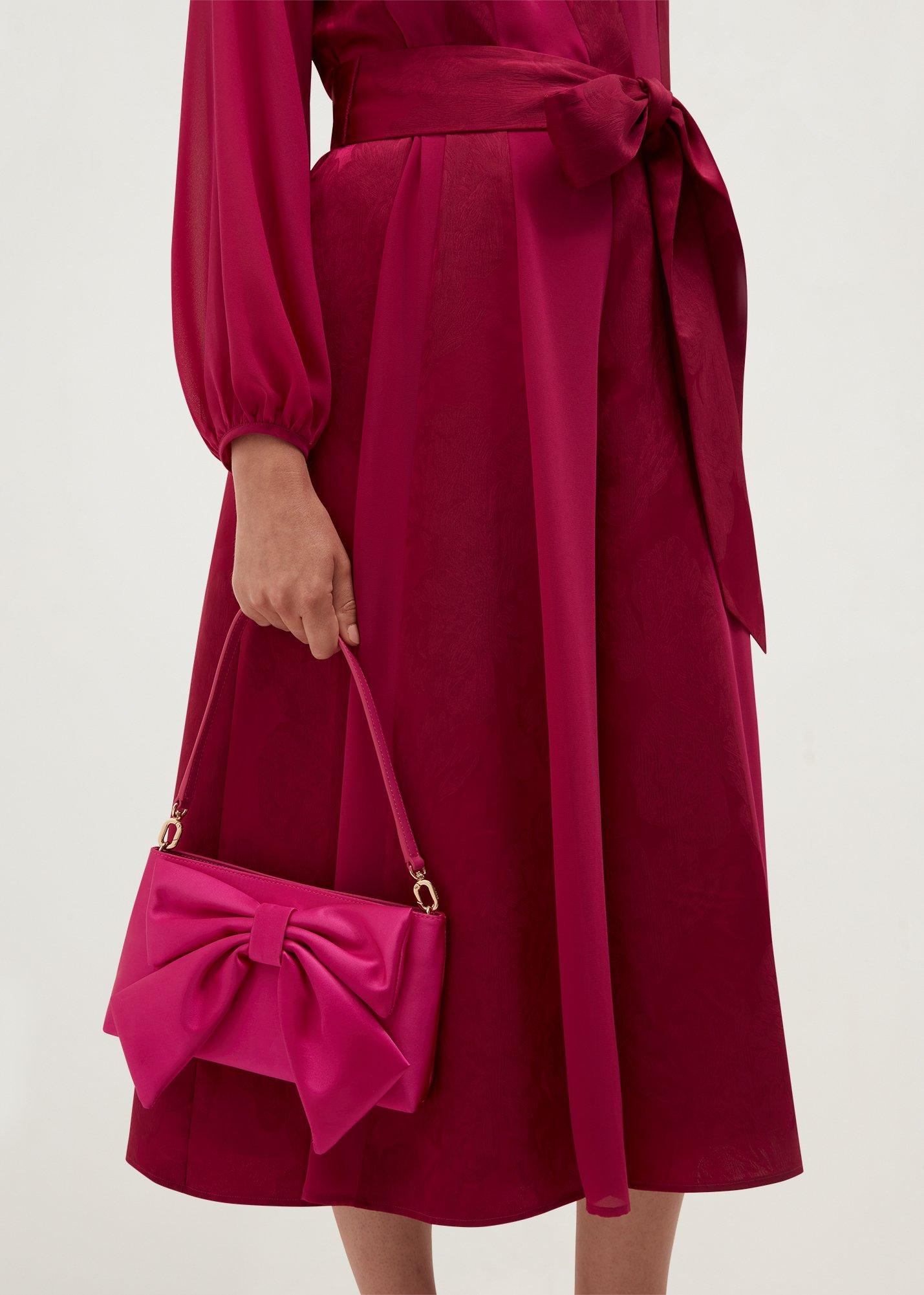 Maisey Satin Bow Clutch, Topaz Pink, hi-res