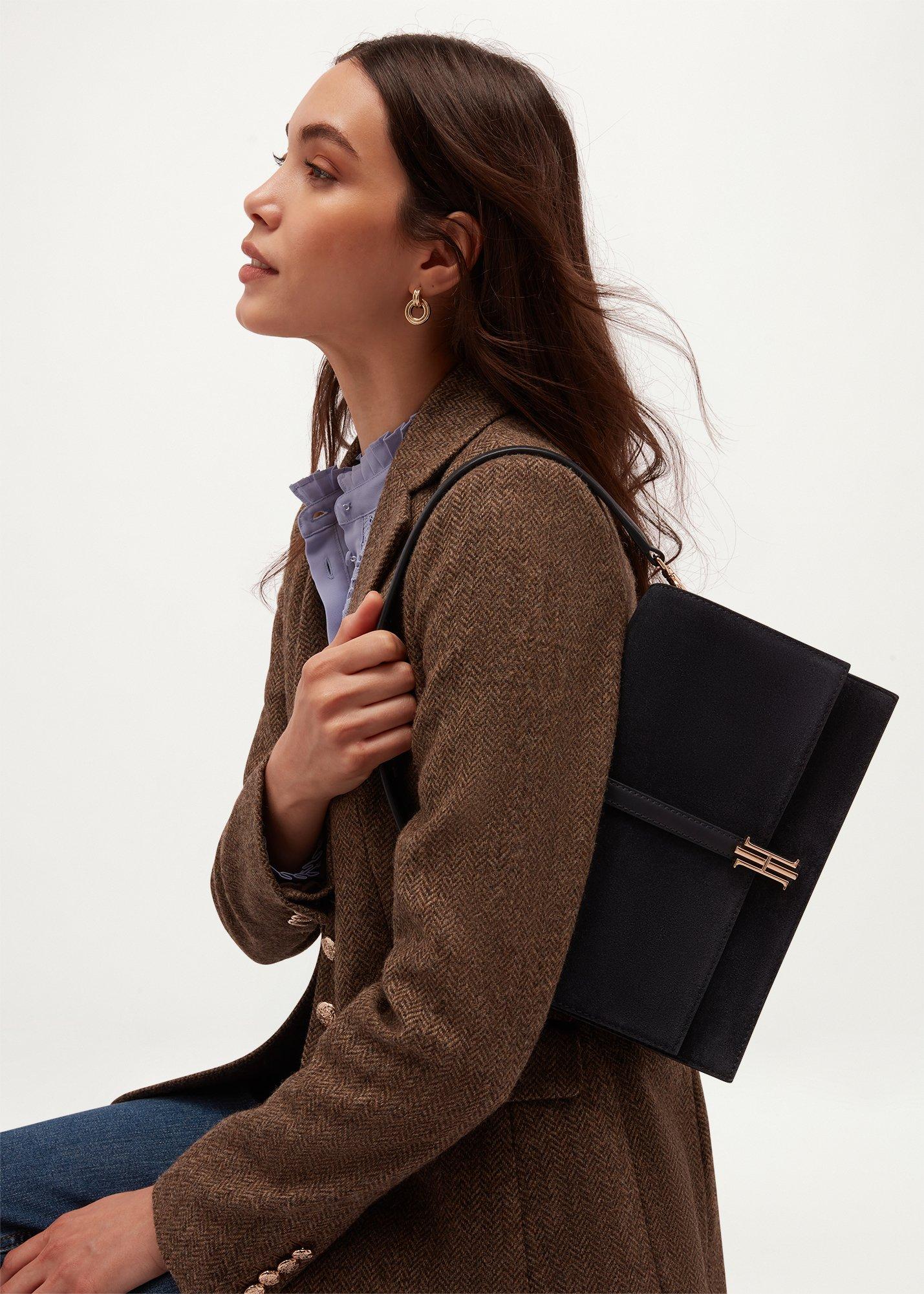 Cassidy Suede Crossbody Bag, Navy, hi-res