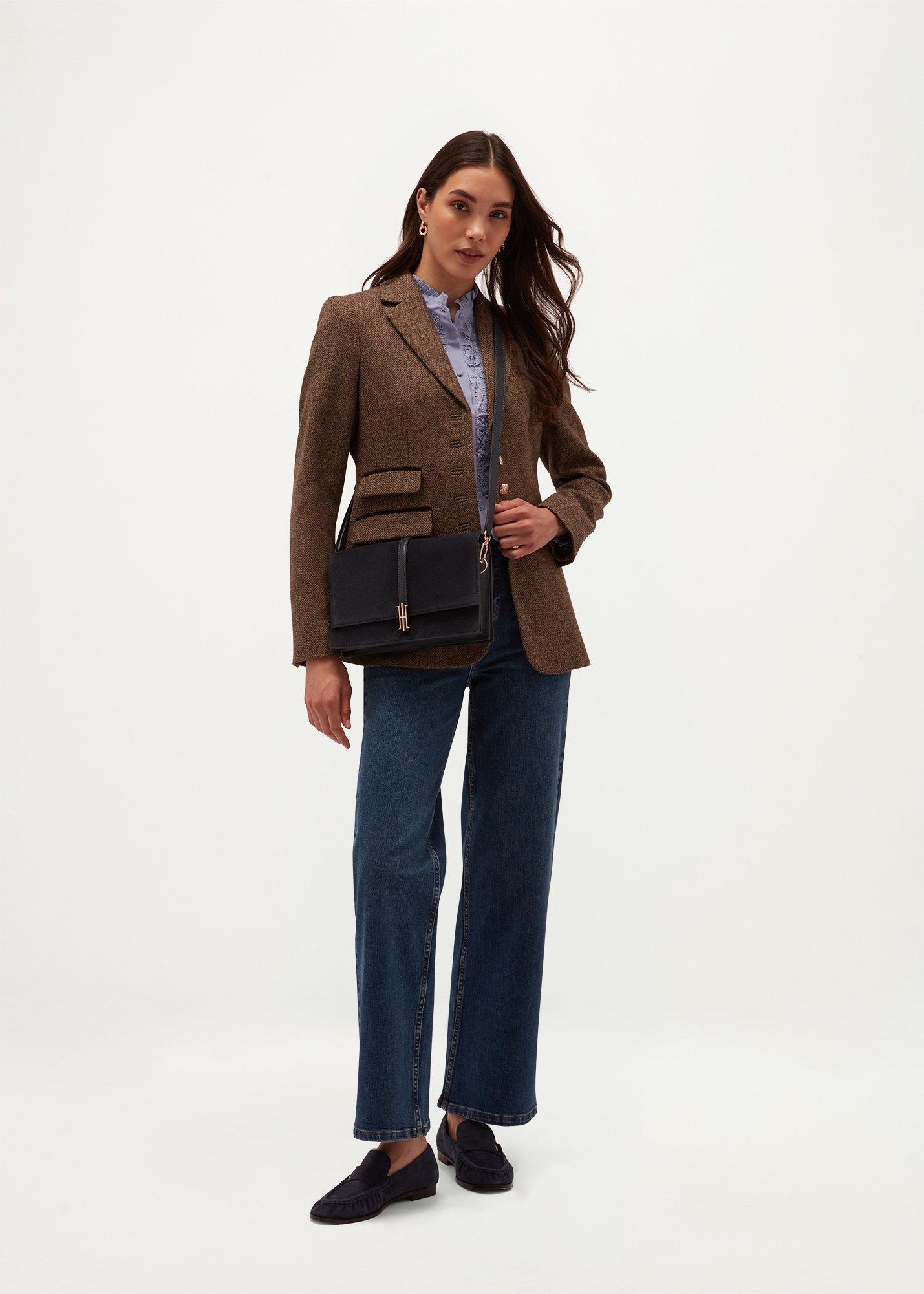 Cassidy Suede Crossbody Bag, Navy, hi-res