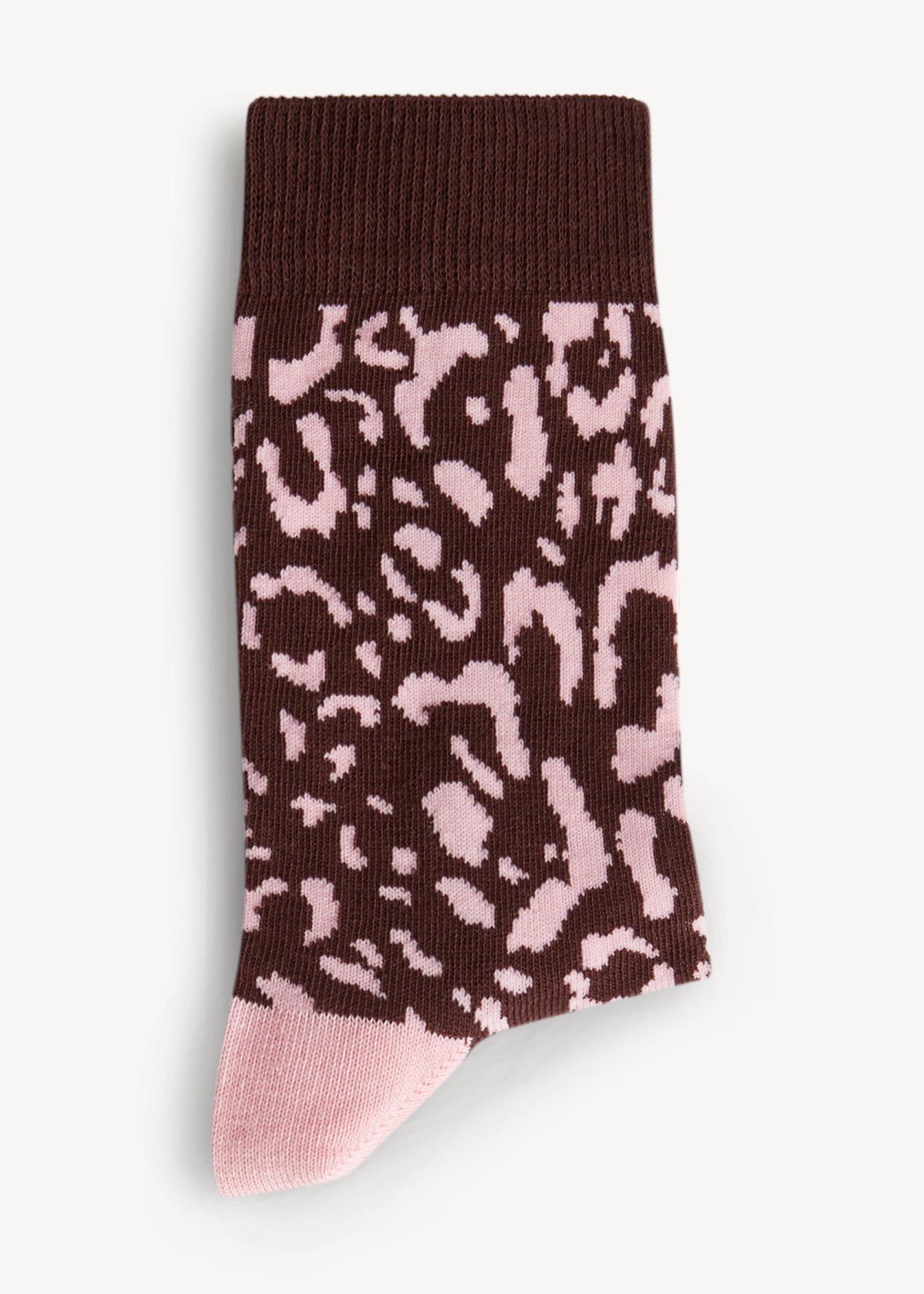 Leopard Single Socks, Brown Pink, hi-res