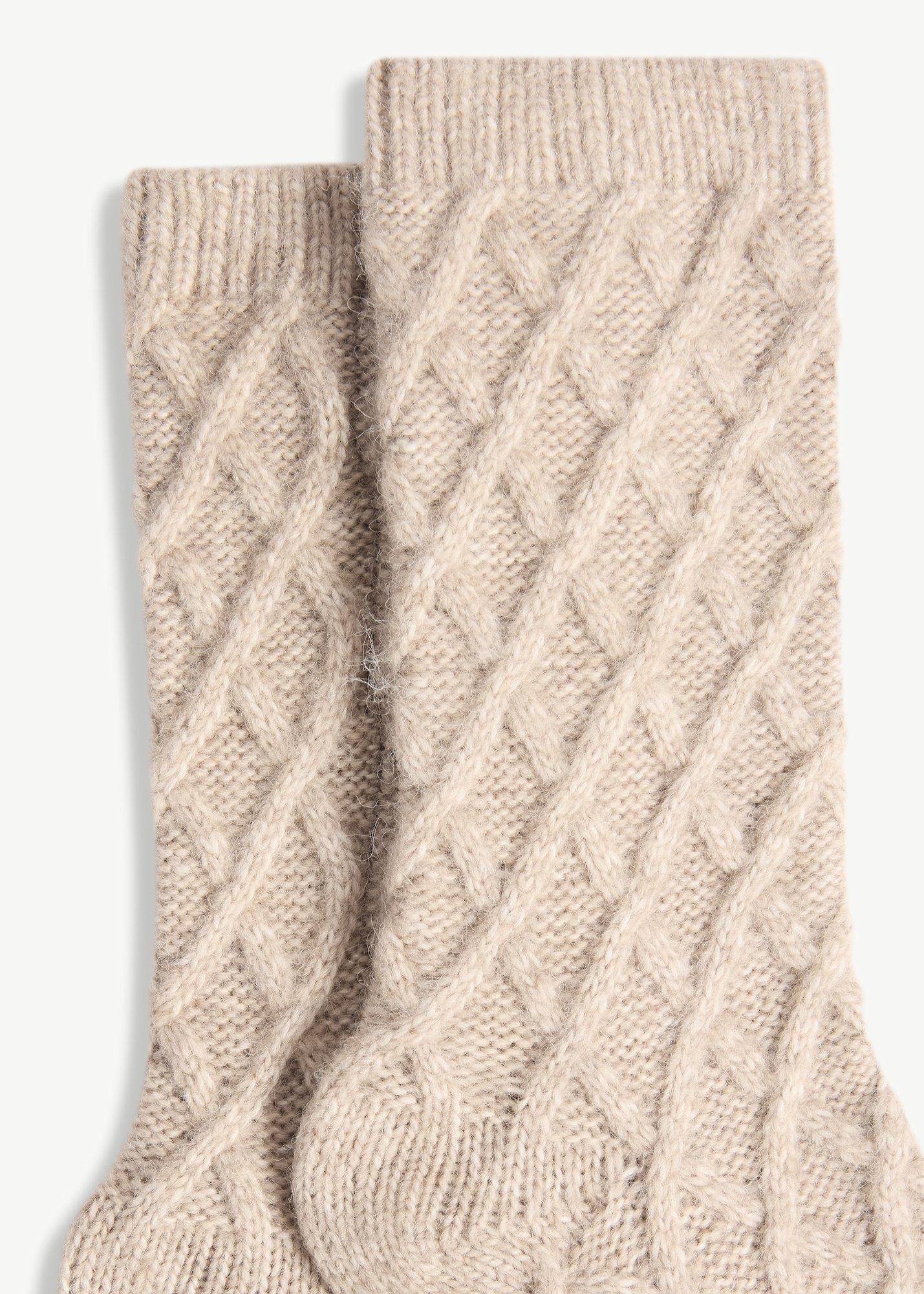 Cable Knit Cosy Socks, Neutral, hi-res