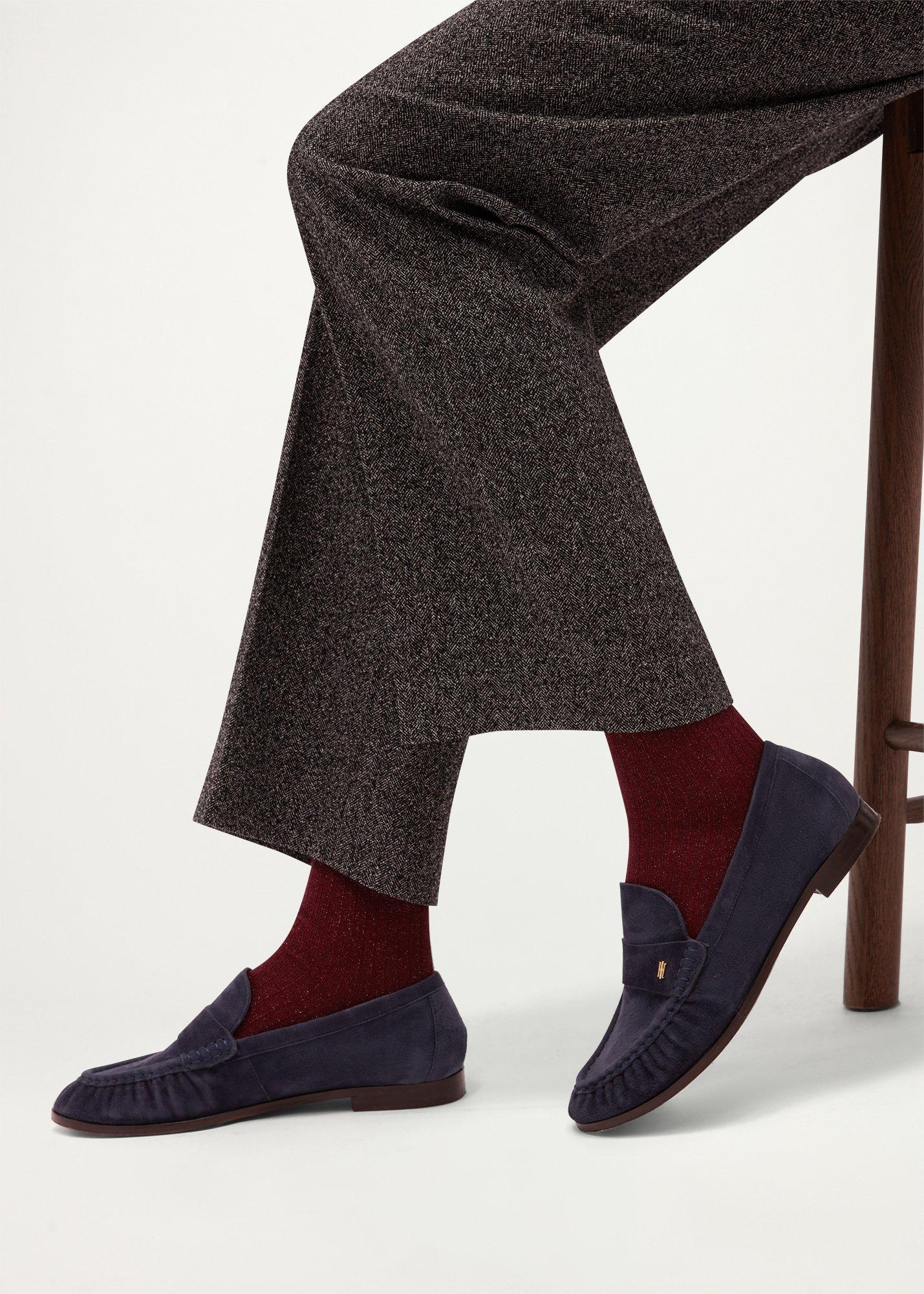 Ribbed Single Socks, Burgundy, hi-res