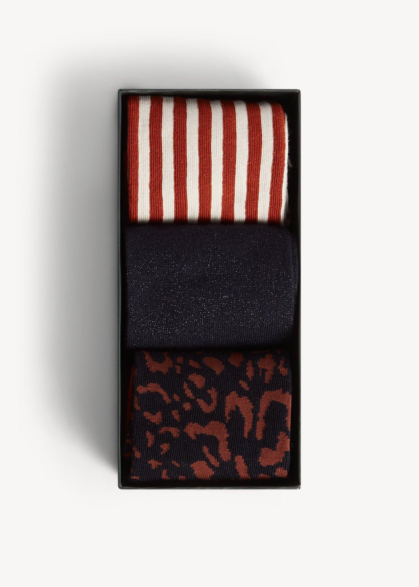 Leopard Sock Set, Navy Multi, hi-res