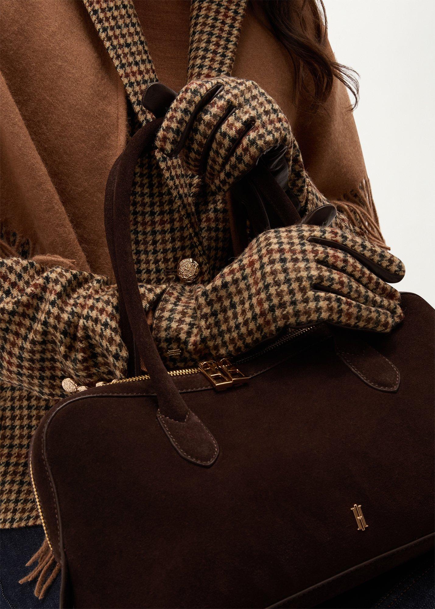 Dina Leather Gloves, Brown Multi, hi-res