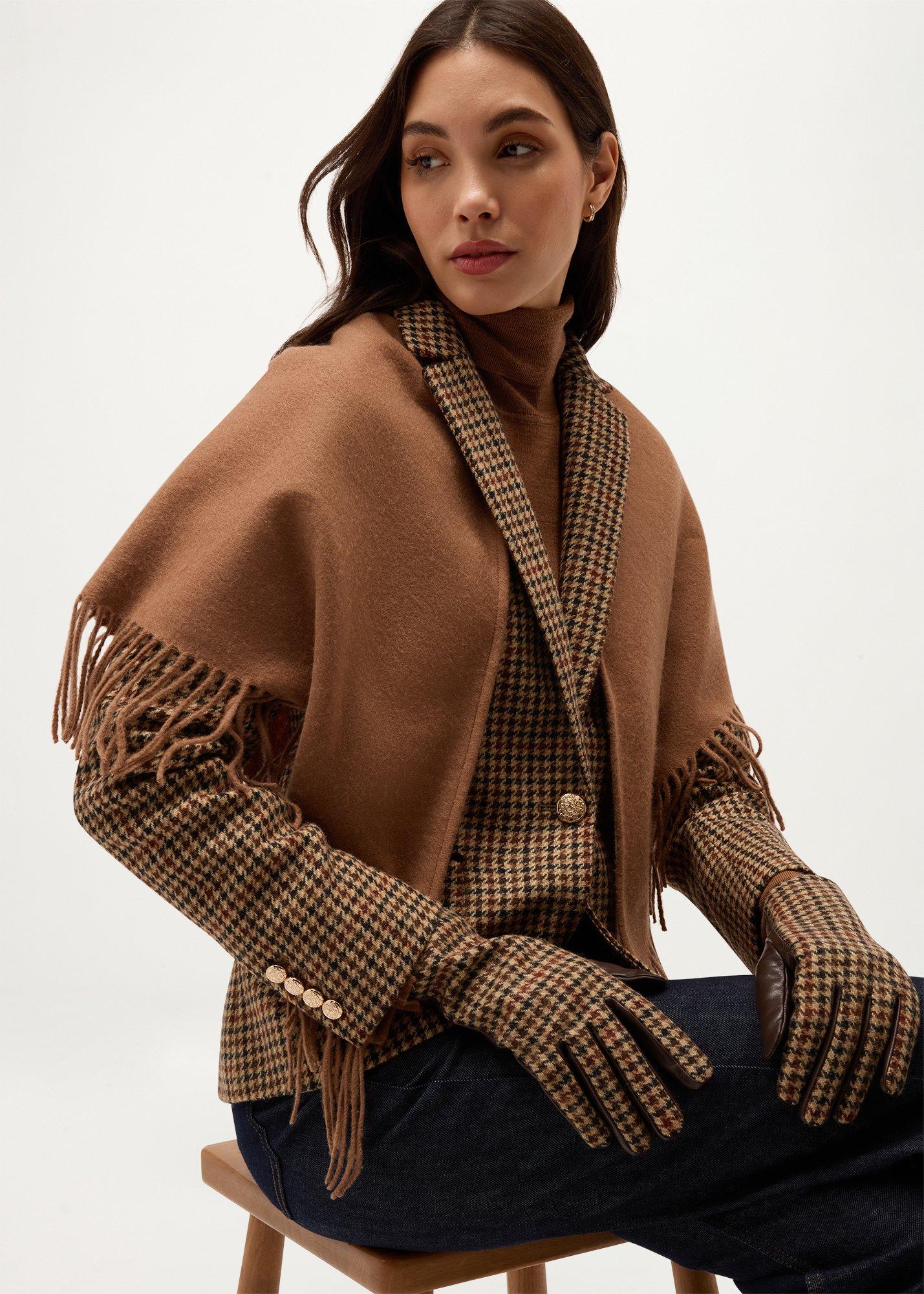 Dina Leather Gloves, Brown Multi, hi-res