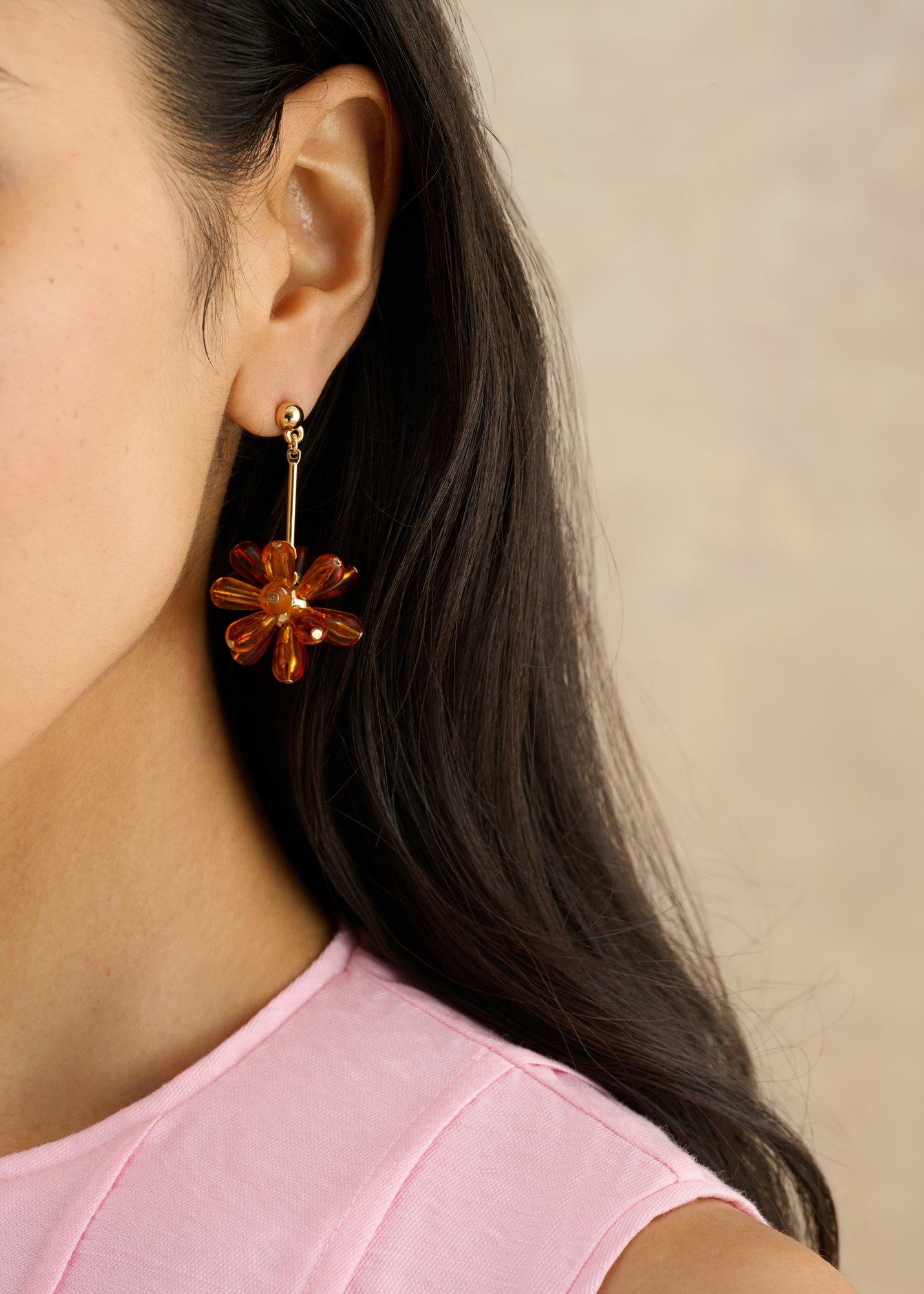 Paulina Beaded Earrings, Amber, hi-res