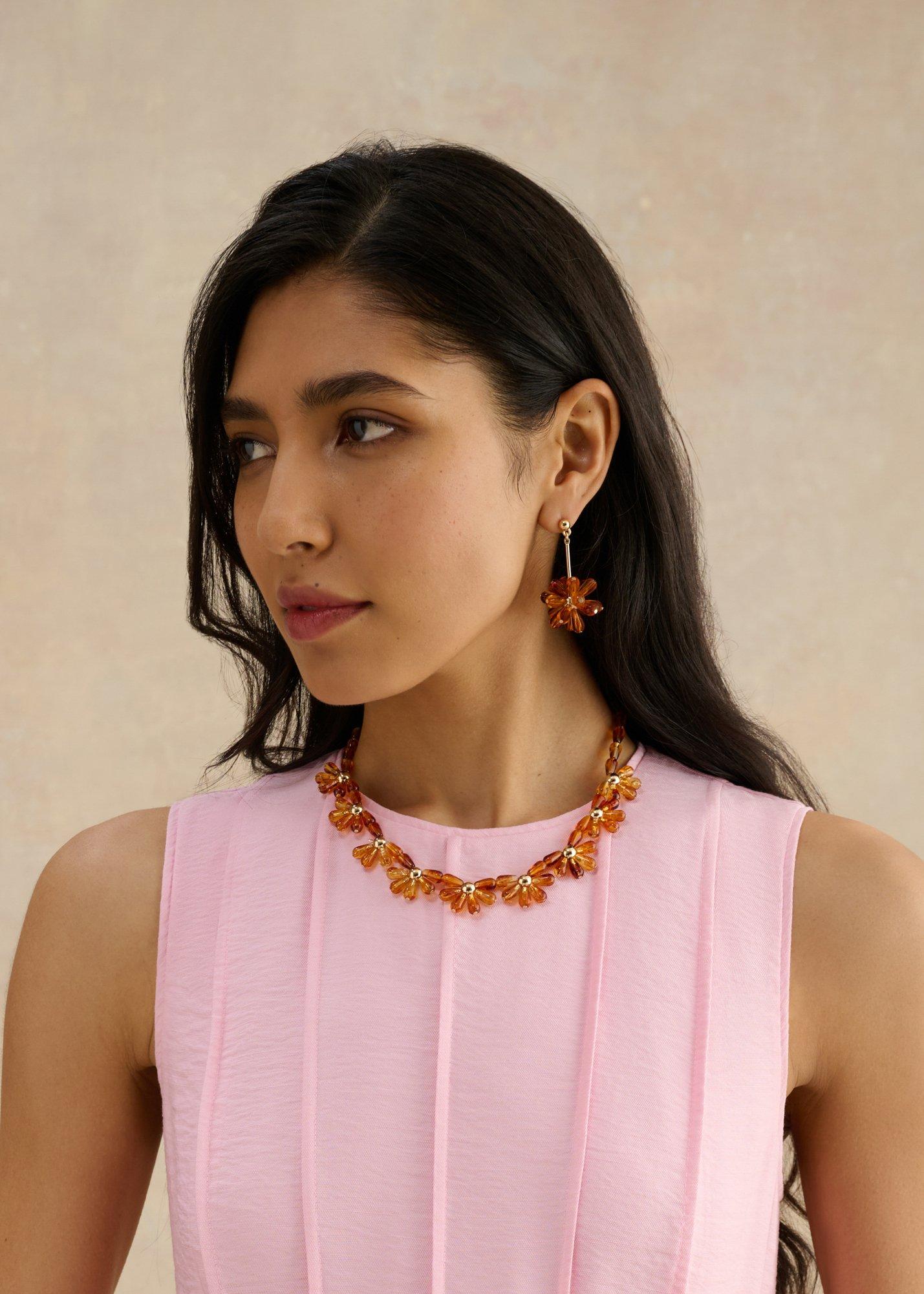 Paulina Beaded Earrings, Amber, hi-res