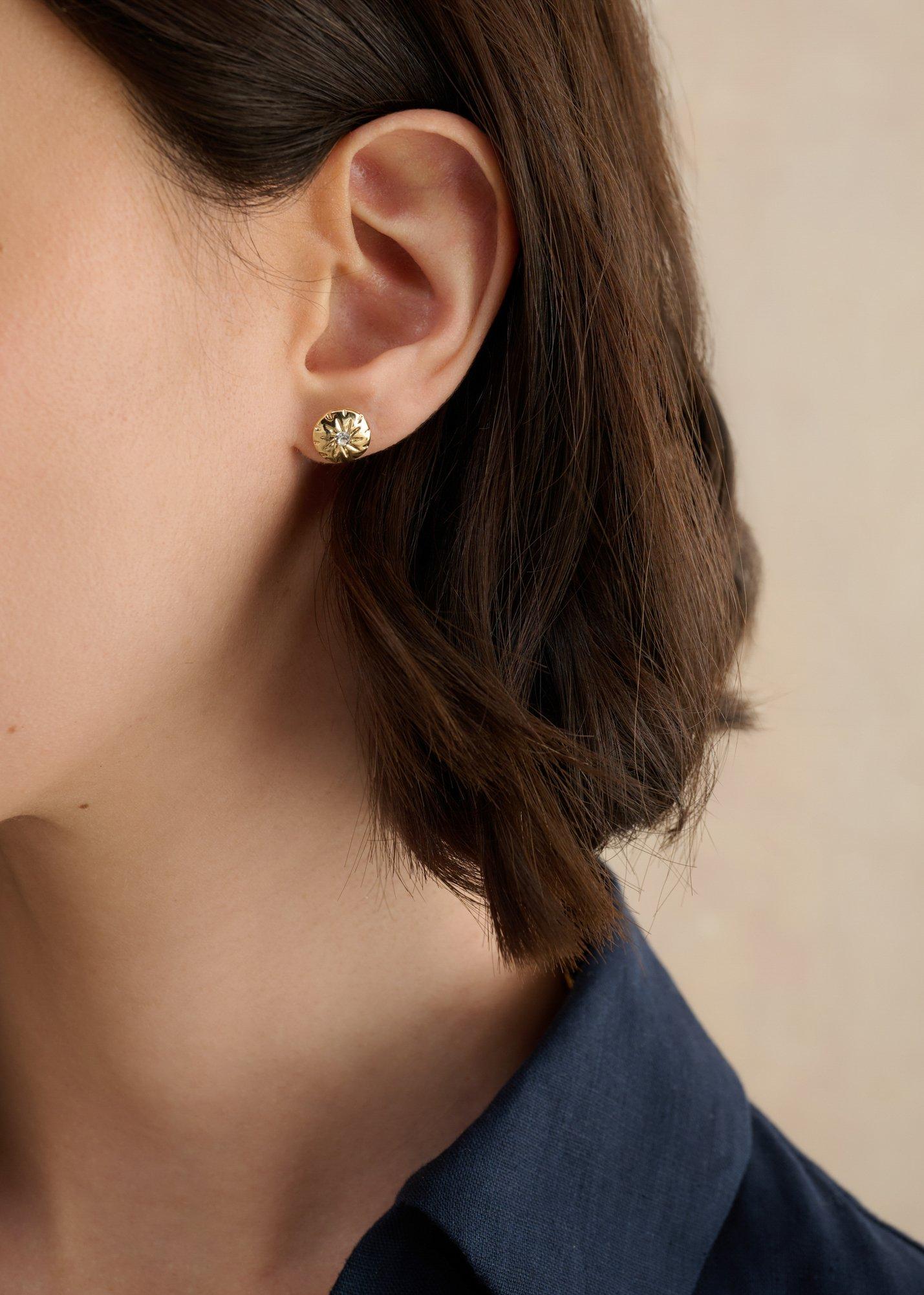 Kiara Sun Stud Earrings, Gold, hi-res