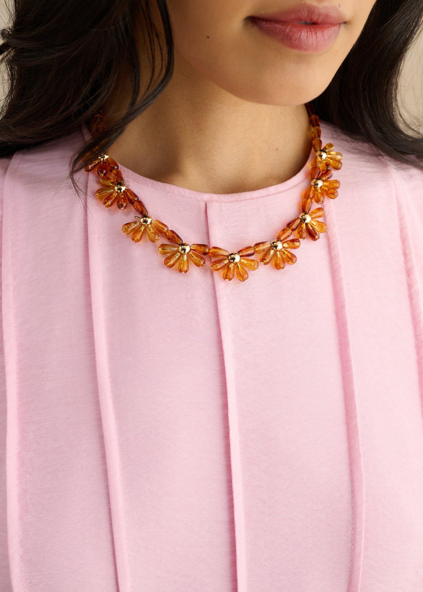 Paulina Beaded Necklace, Amber, hi-res