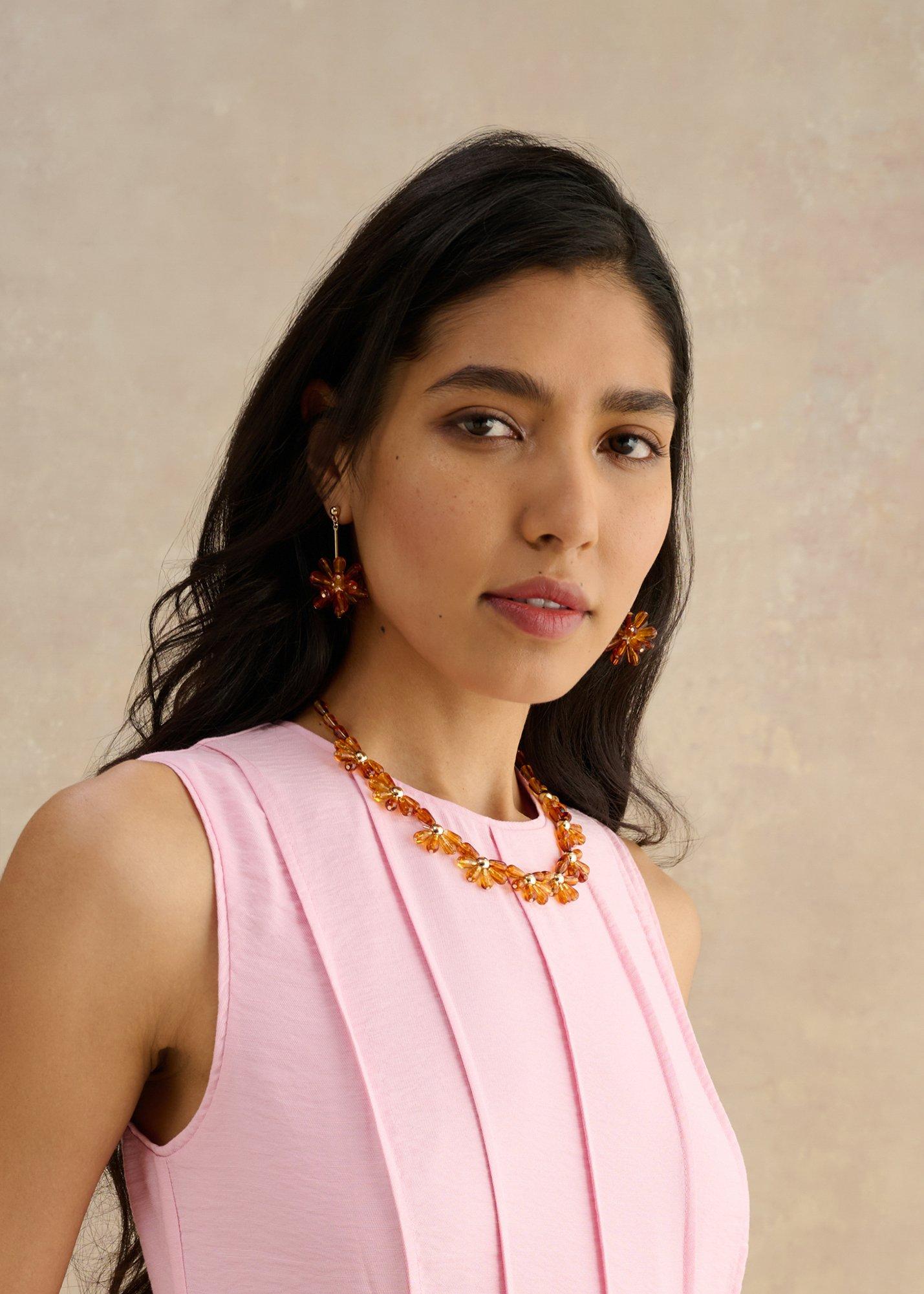 Paulina Beaded Necklace, Amber, hi-res