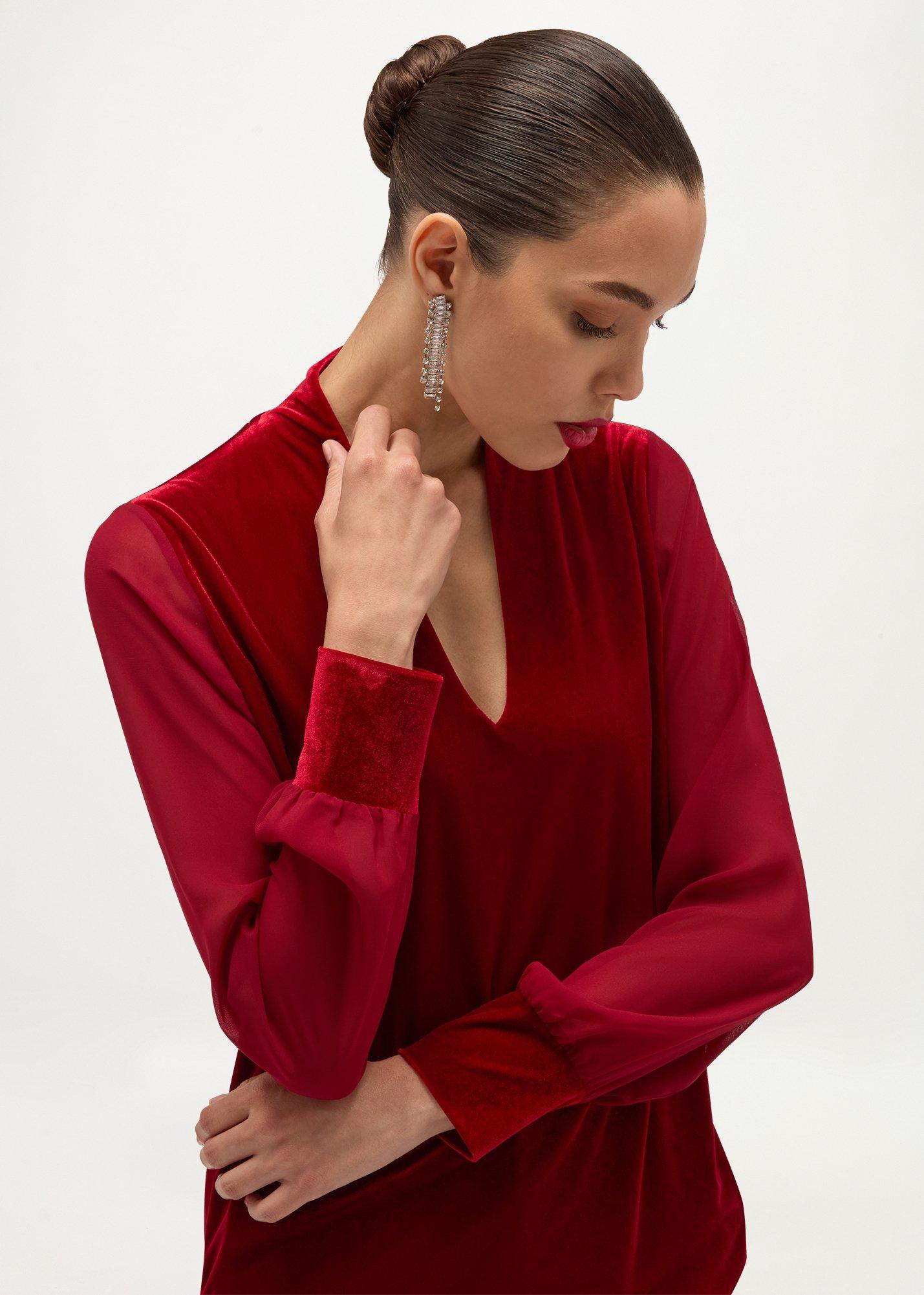 Aimee Velvet Top, Red, hi-res