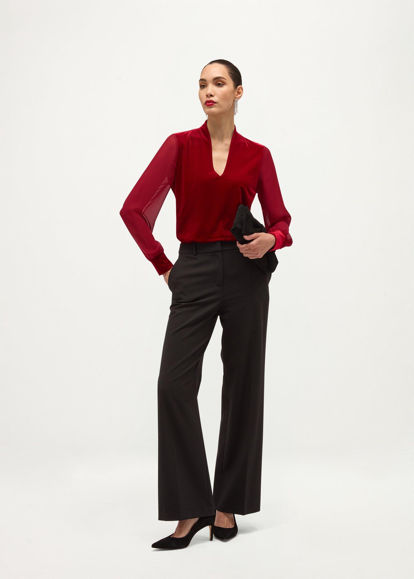Aimee Velvet Top, Red, hi-res