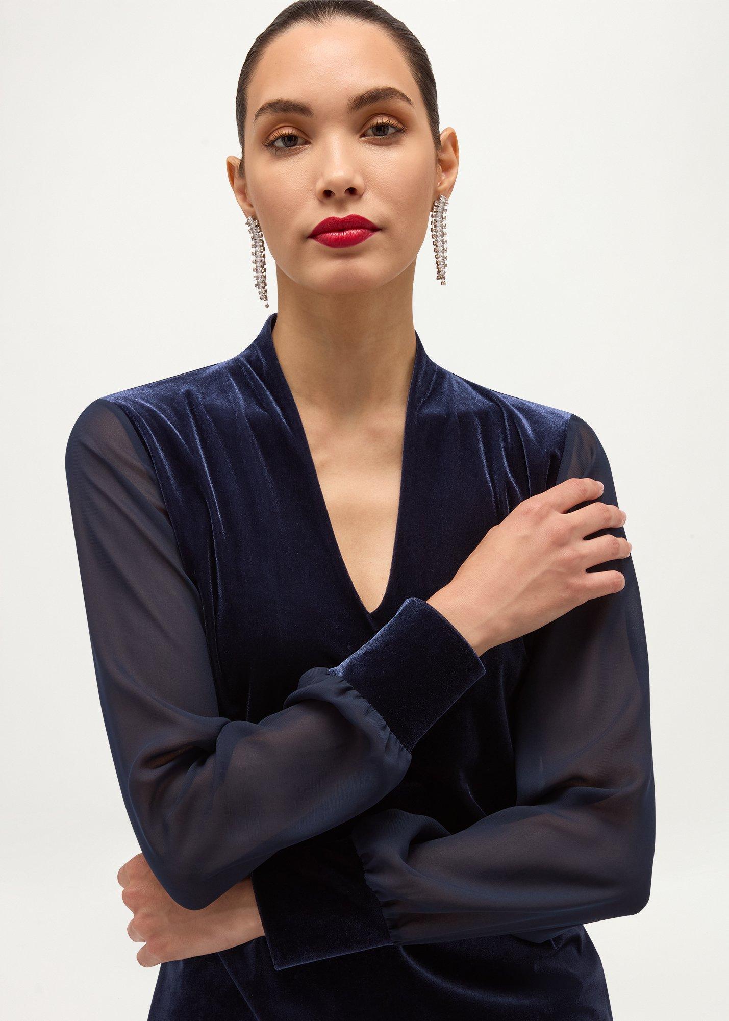 Aimee Velvet Top, Rich Navy Blue, hi-res