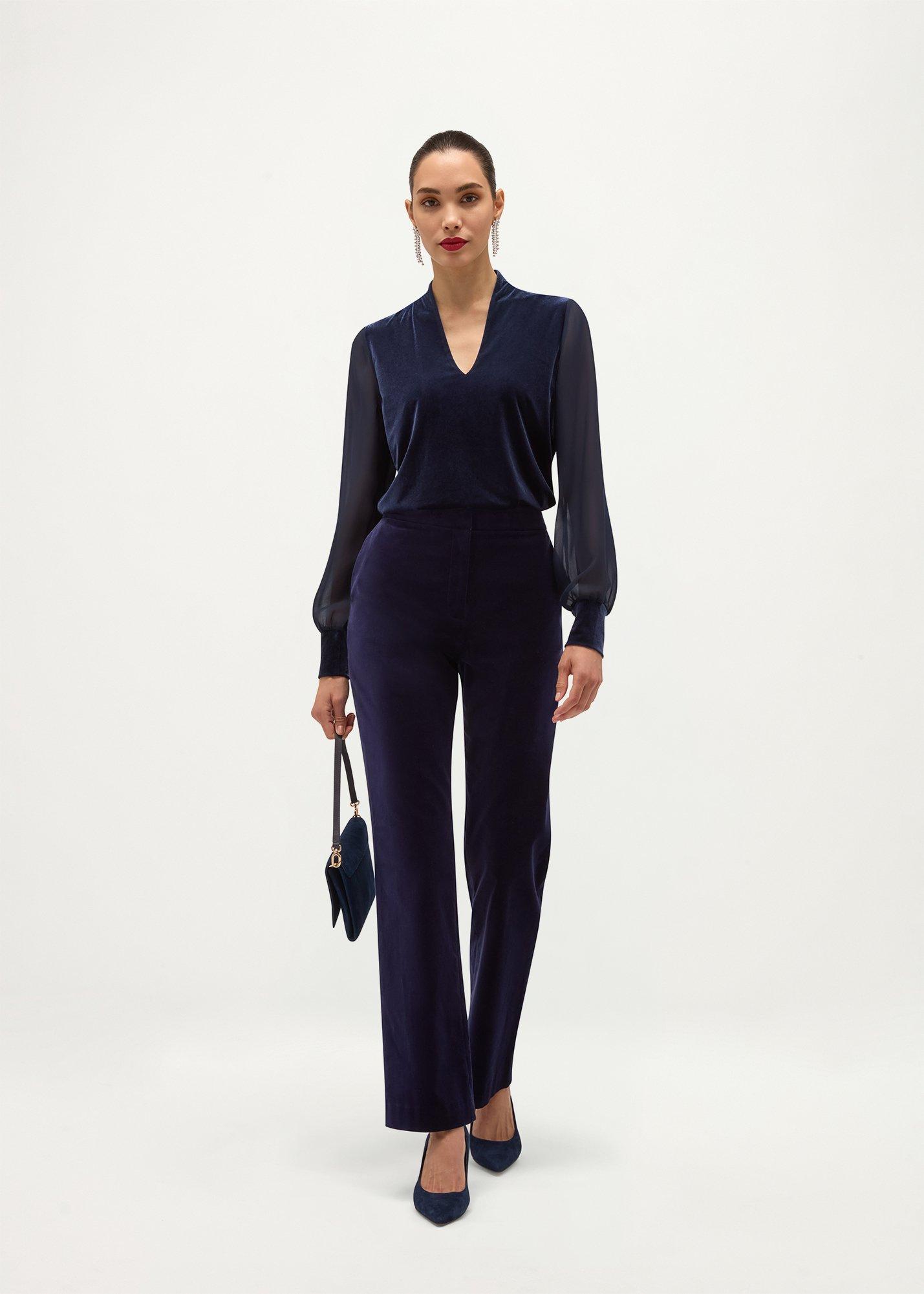 Aimee Velvet Top, Rich Navy Blue, hi-res