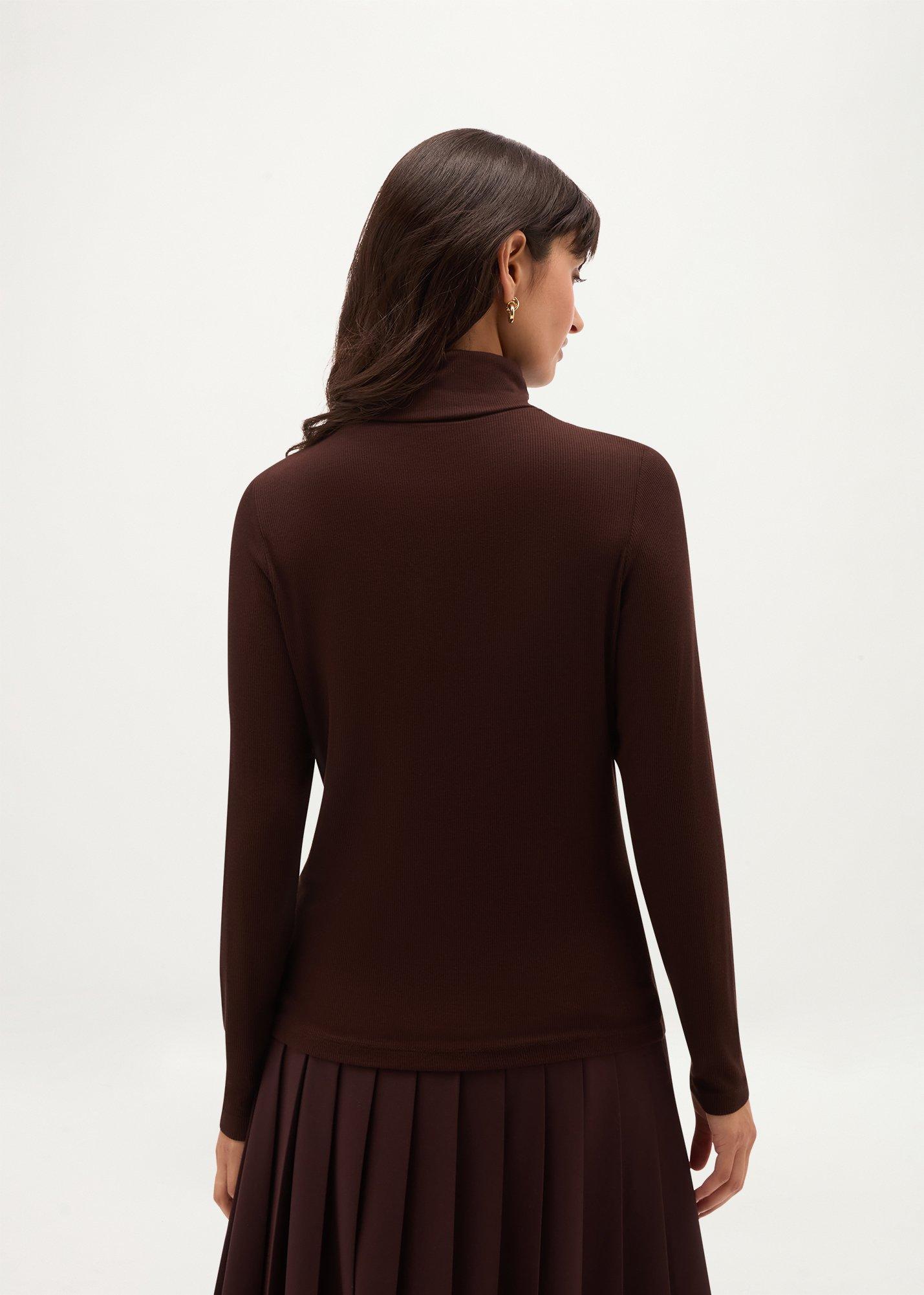 Kiera Ribbed Rollneck Top, Alder Brown, hi-res