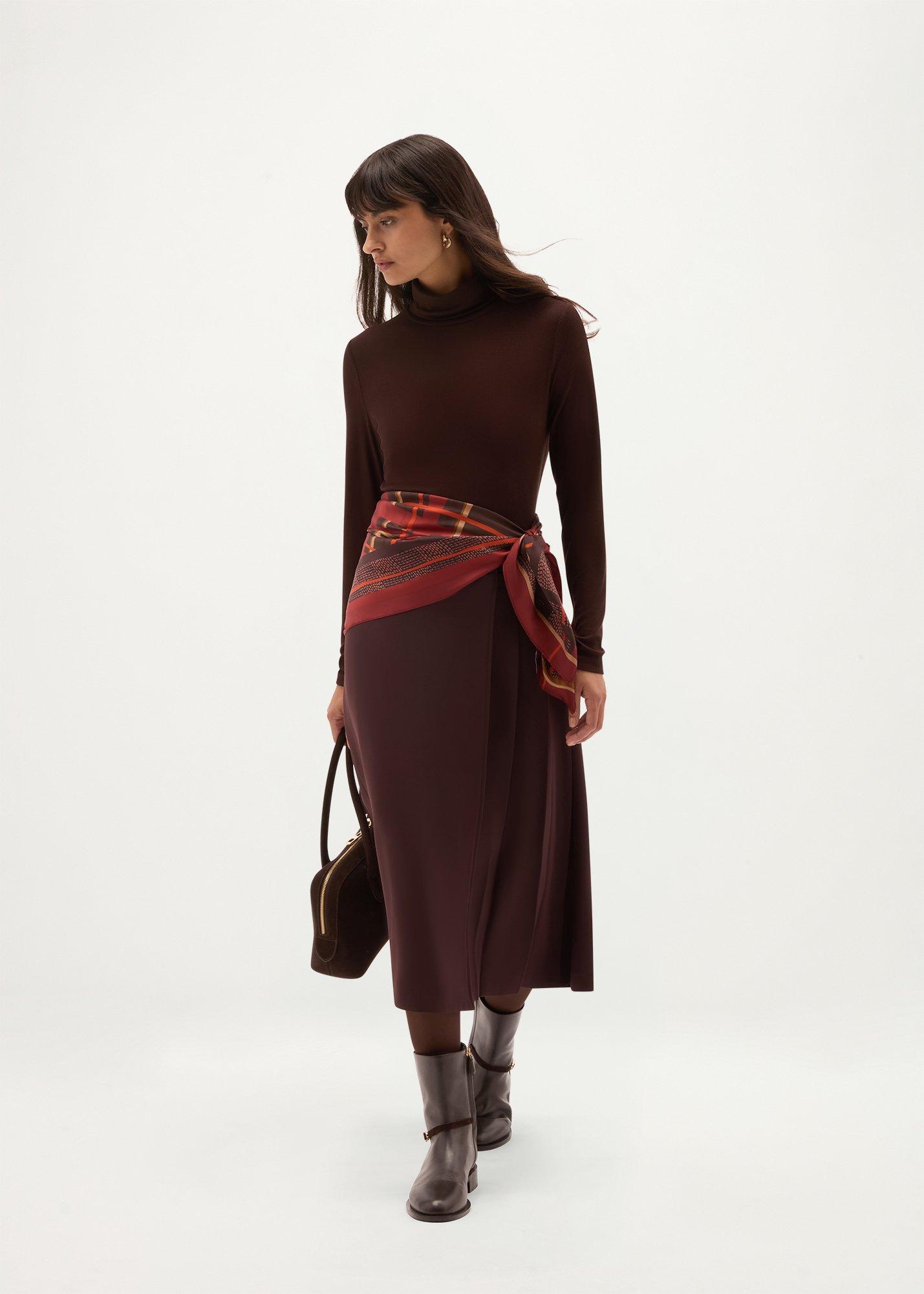 Kiera Ribbed Rollneck Top, Alder Brown, hi-res
