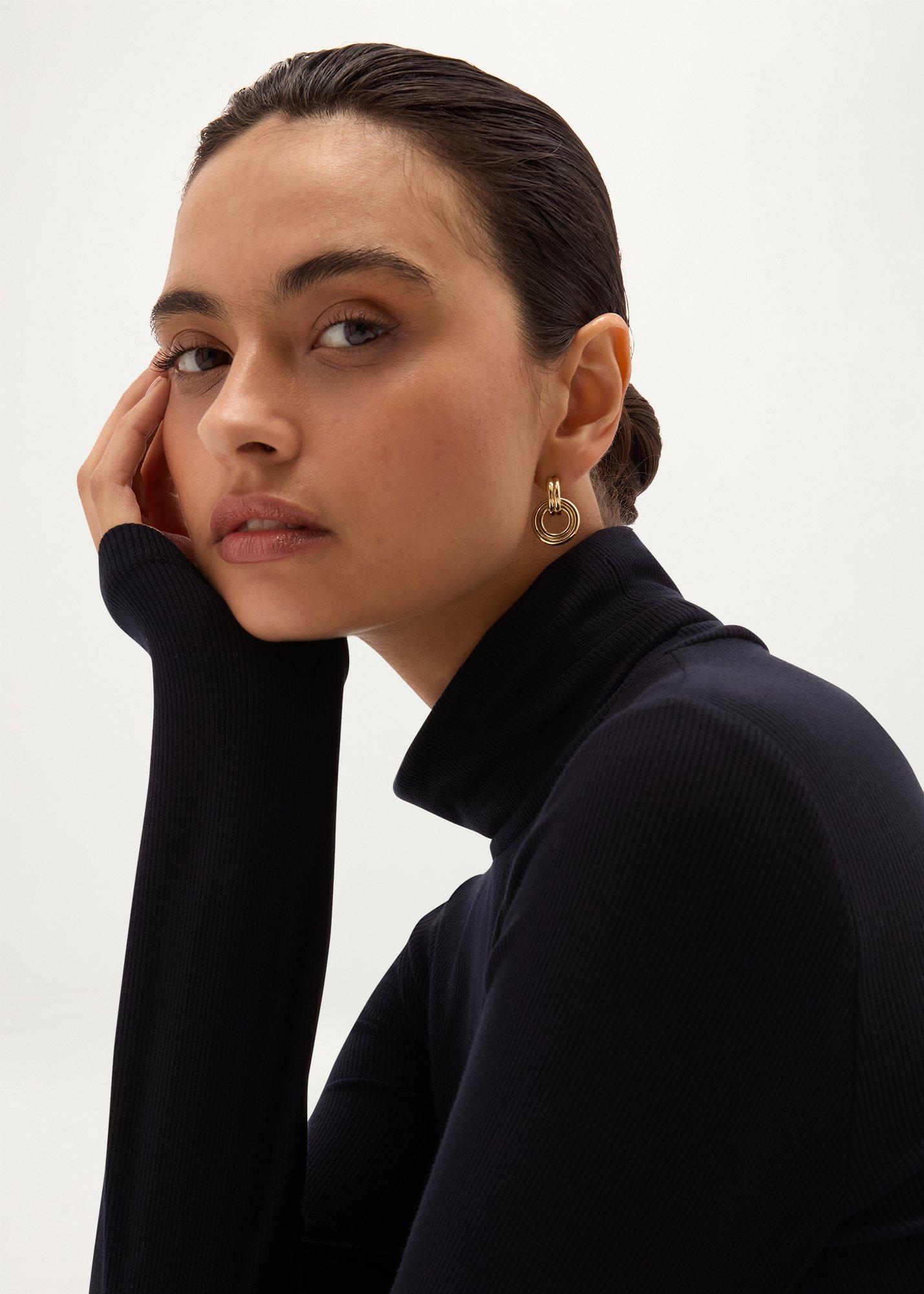 Kiera Ribbed Rollneck Top, Hobbs Navy, hi-res