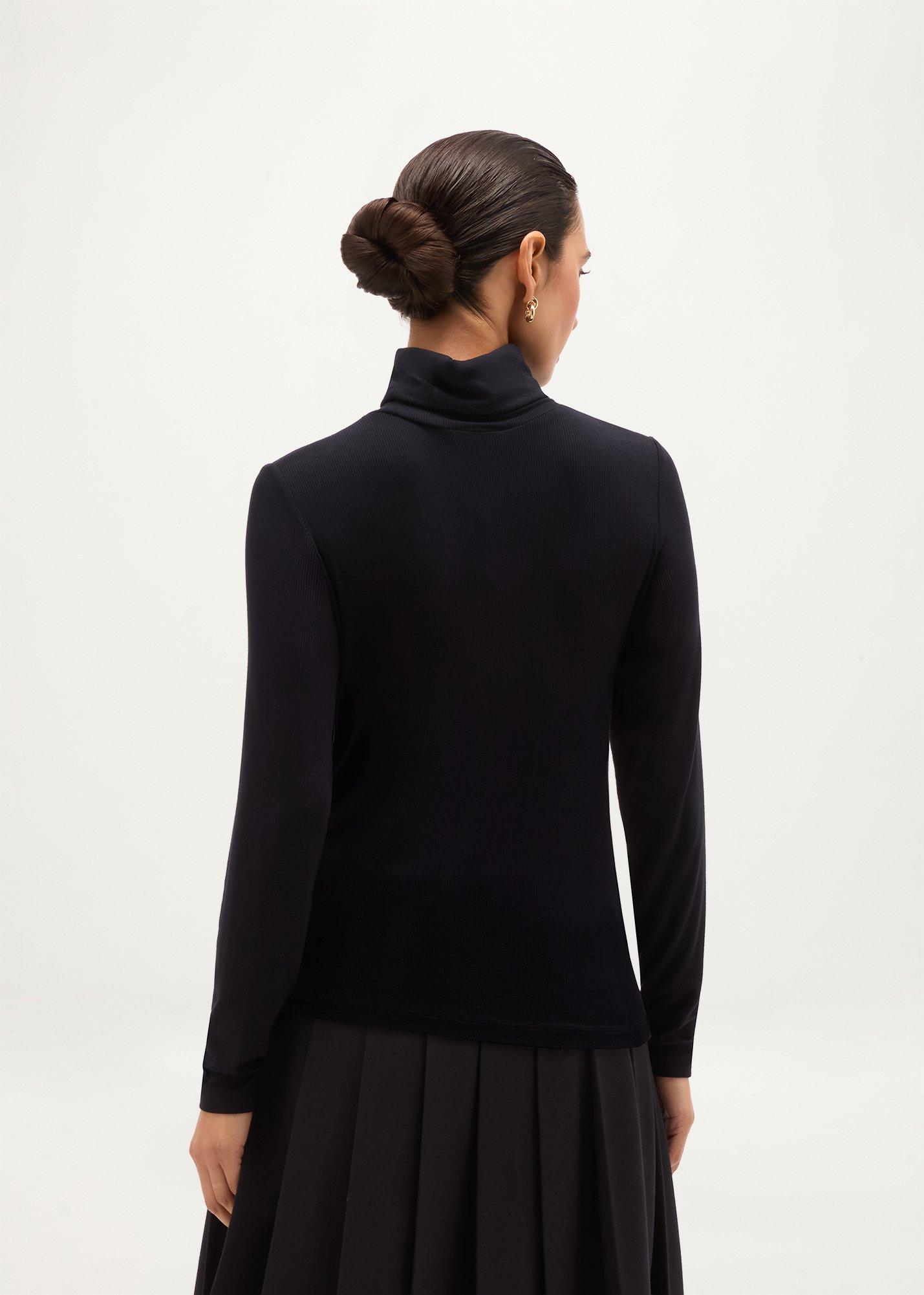 Kiera Ribbed Rollneck Top, Hobbs Navy, hi-res
