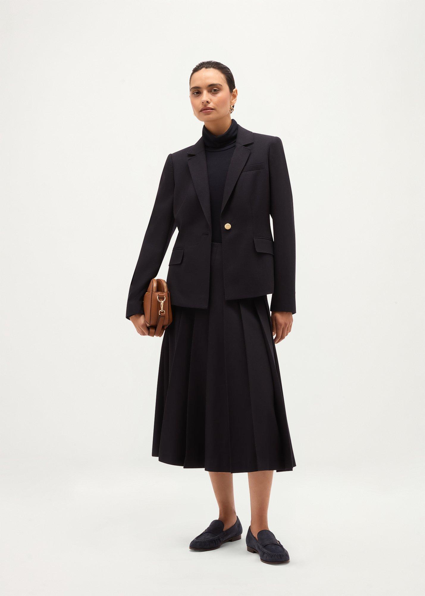 Kiera Ribbed Rollneck Top, Hobbs Navy, hi-res