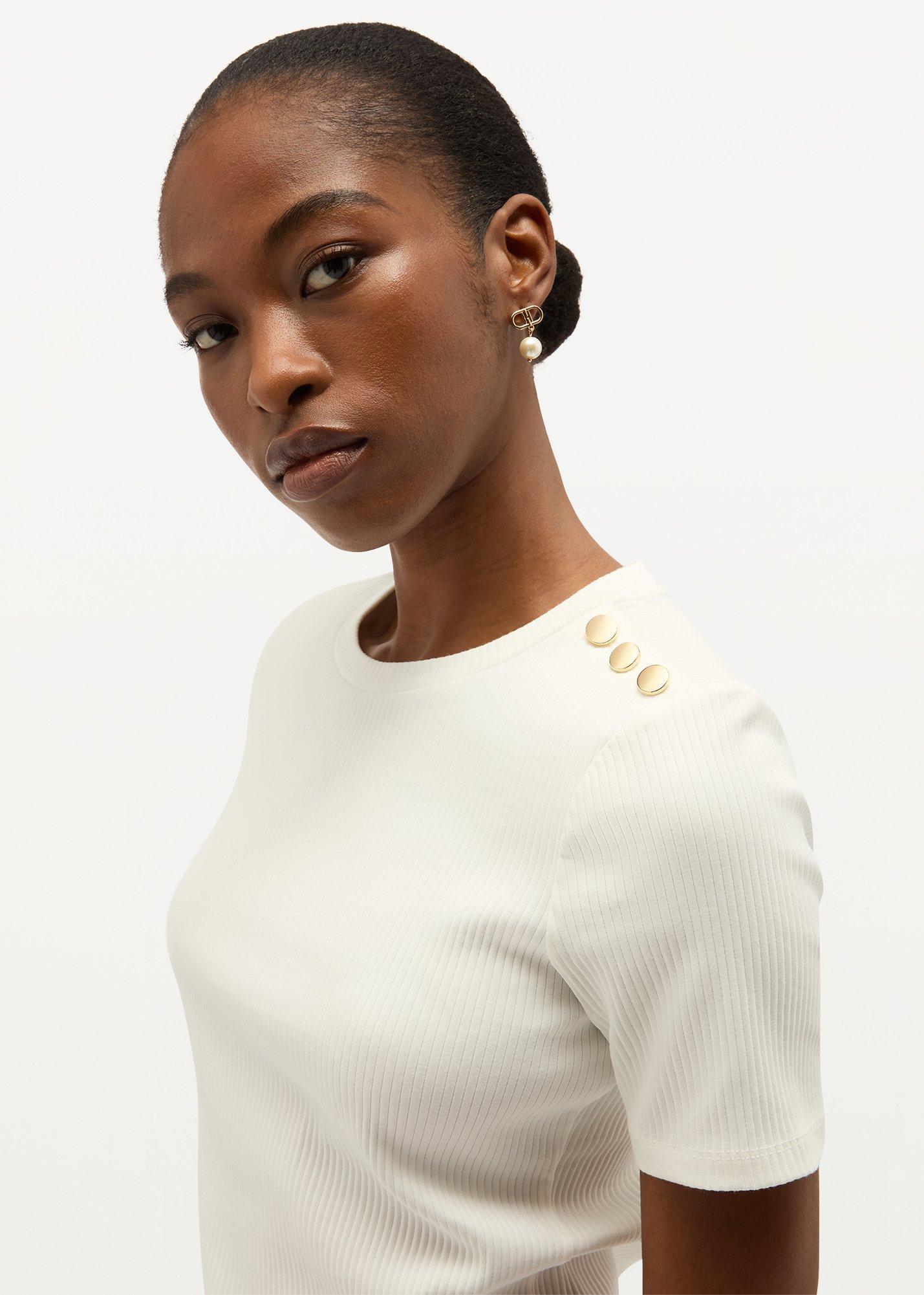 Tamsin Ribbed T-Shirt, Ivory, hi-res