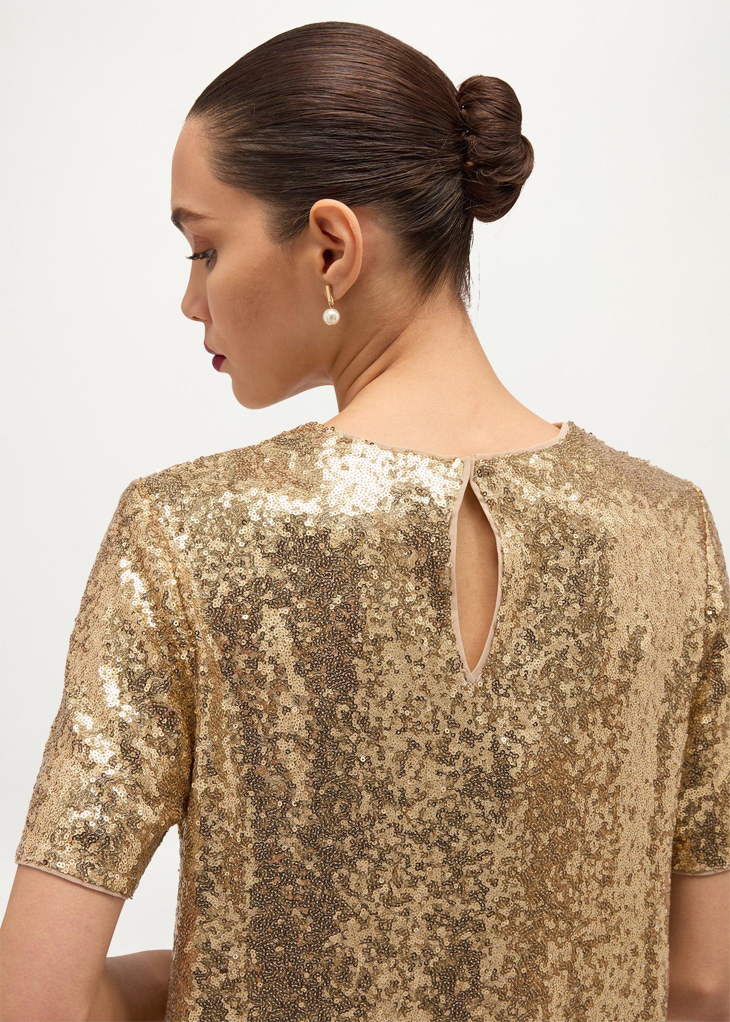 Lilibet Sequin Top, Champagne, hi-res