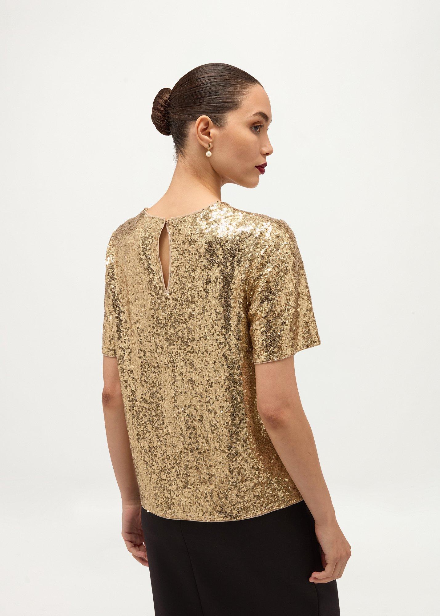 Lilibet Sequin Top, Champagne, hi-res