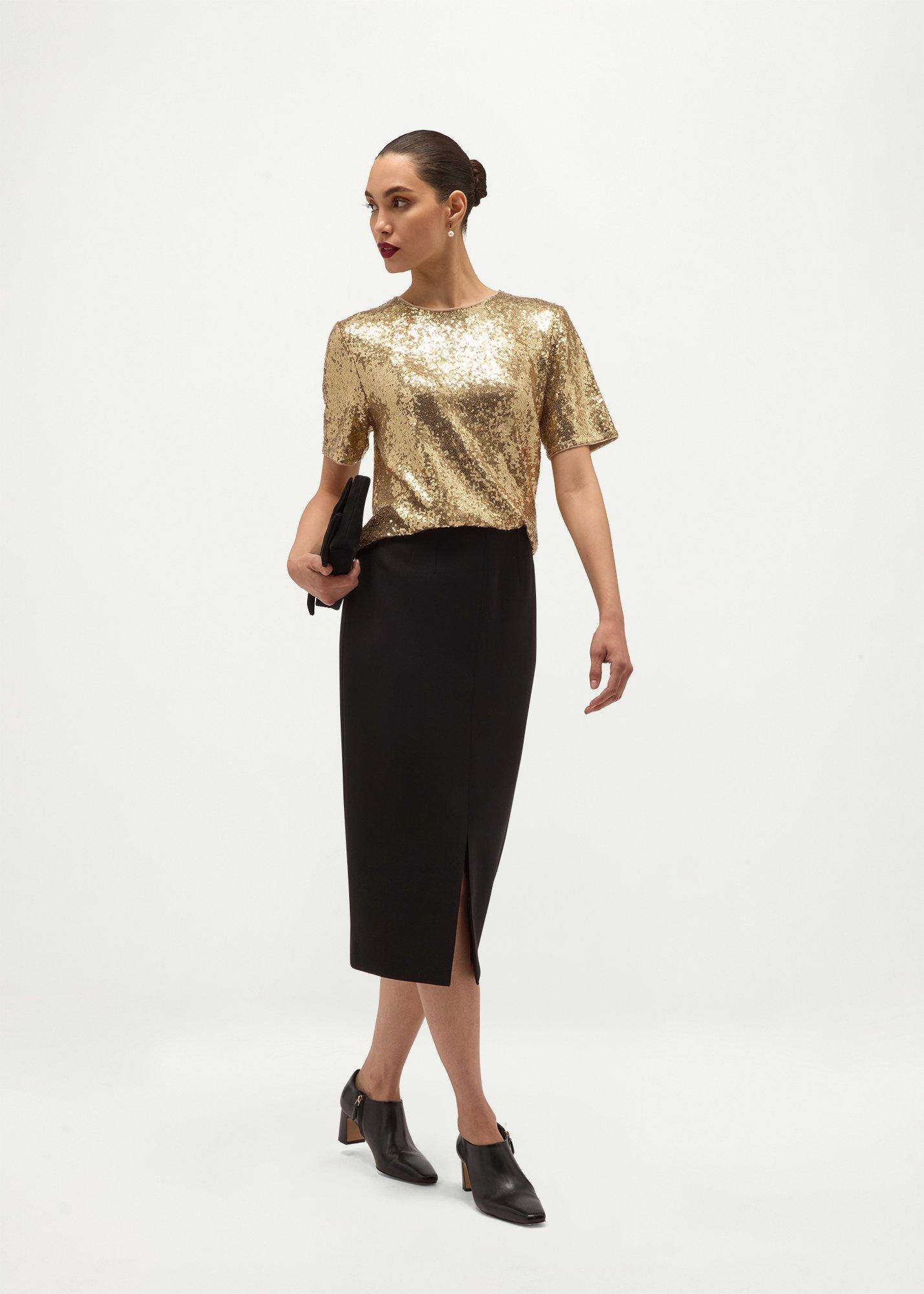 Lilibet Sequin Top, Champagne, hi-res
