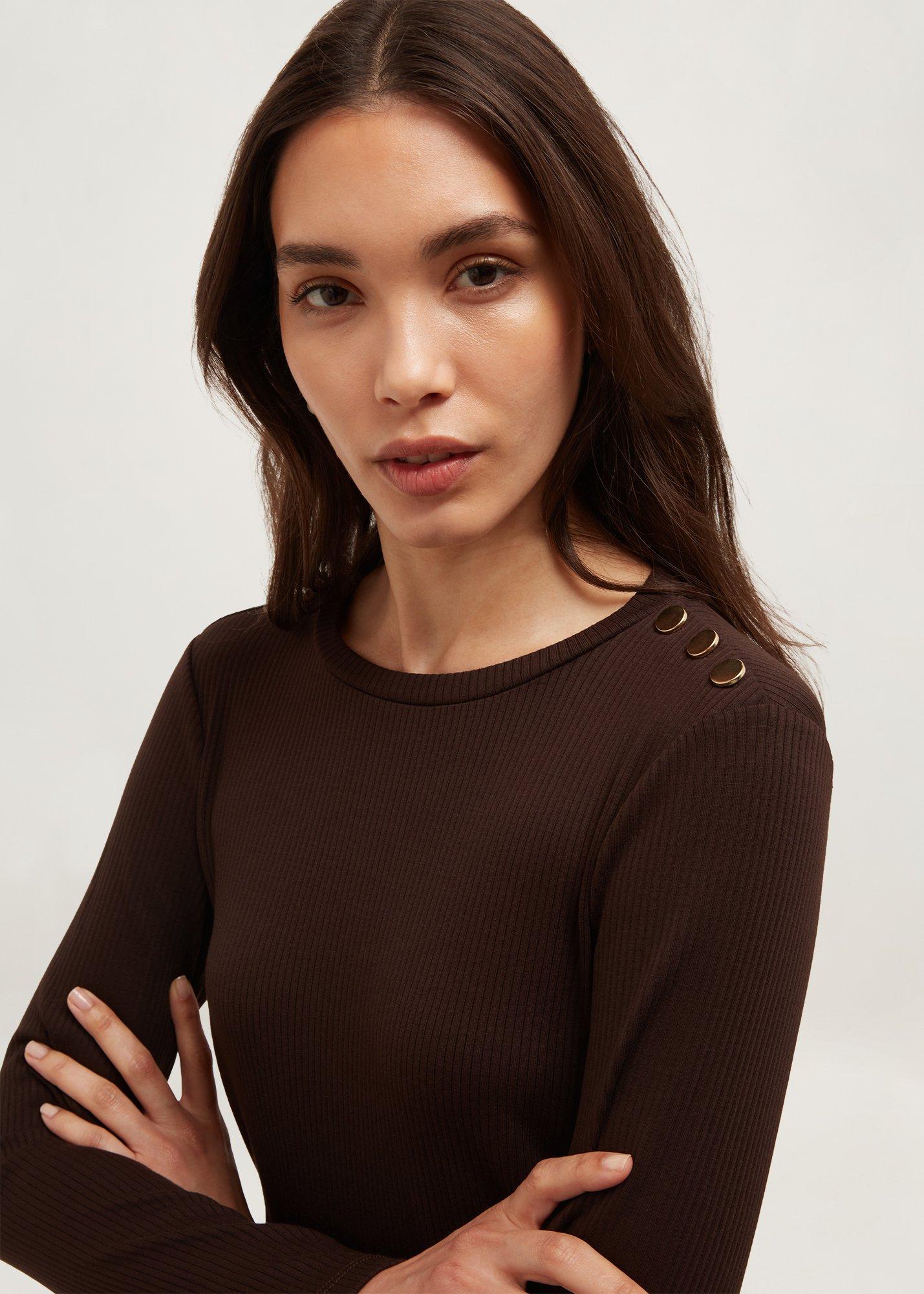 Tamsin Ribbed Top, Alder Brown, hi-res