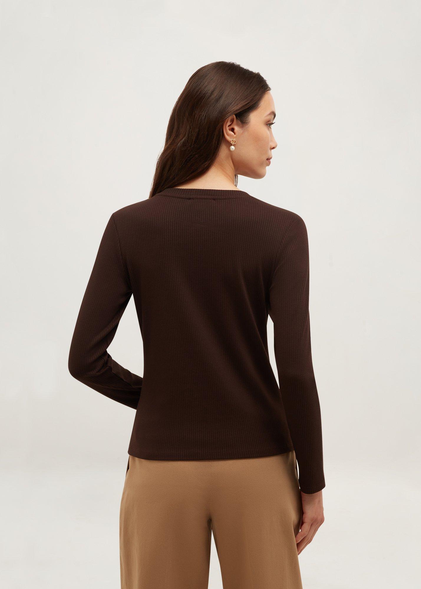 Tamsin Ribbed Top, Alder Brown, hi-res