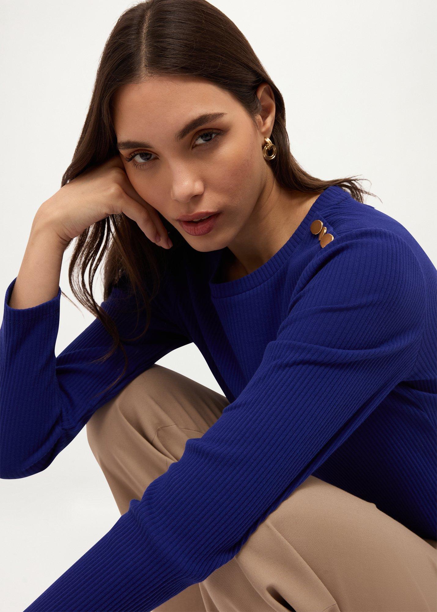 Tamsin Ribbed Long Sleeve Top, Violet Blue, hi-res
