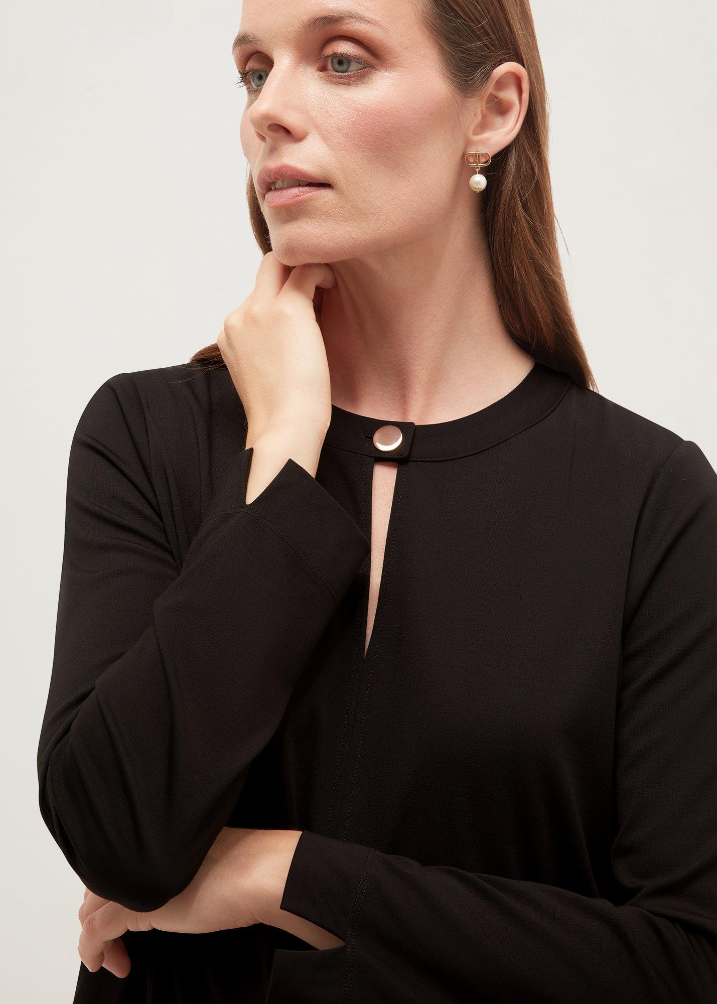 Janey Ponte Tunic Top, Black, hi-res