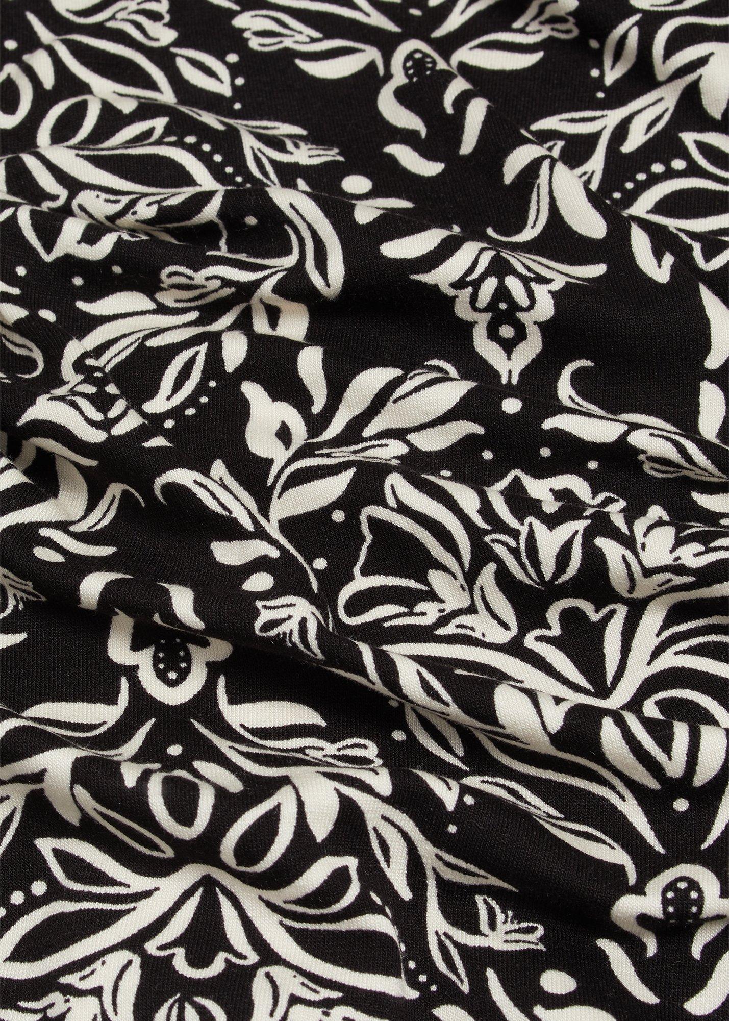 Jonie Printed V- neck Top, Black Ivory, hi-res