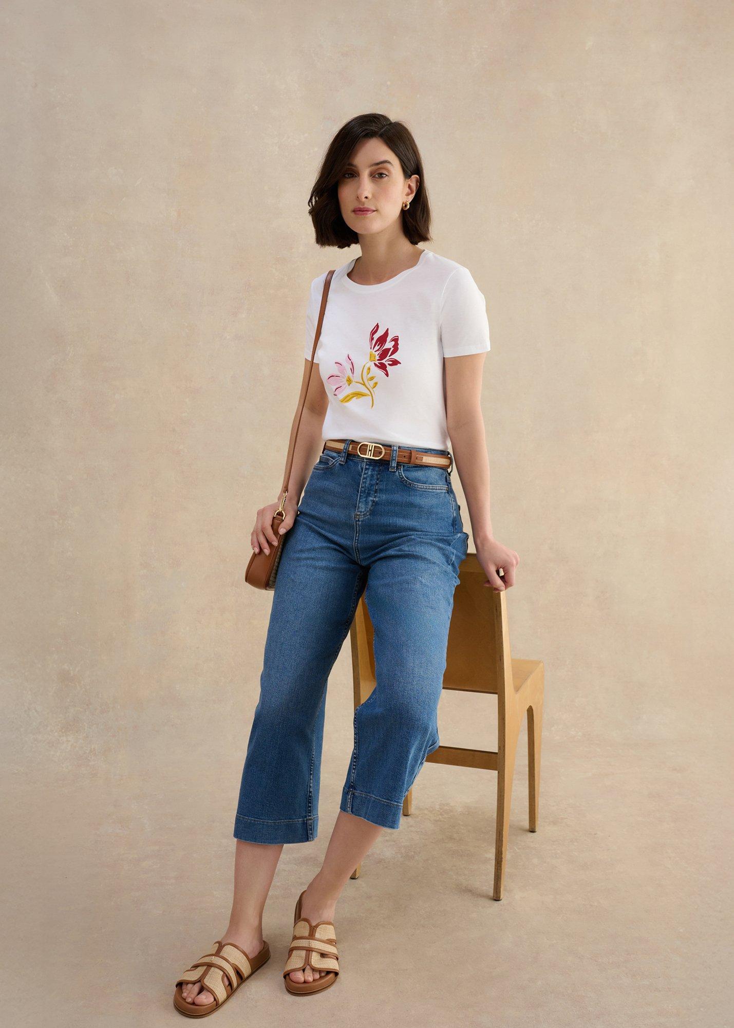 Pixie Printed Embroidered T-shirt, White Multi, hi-res