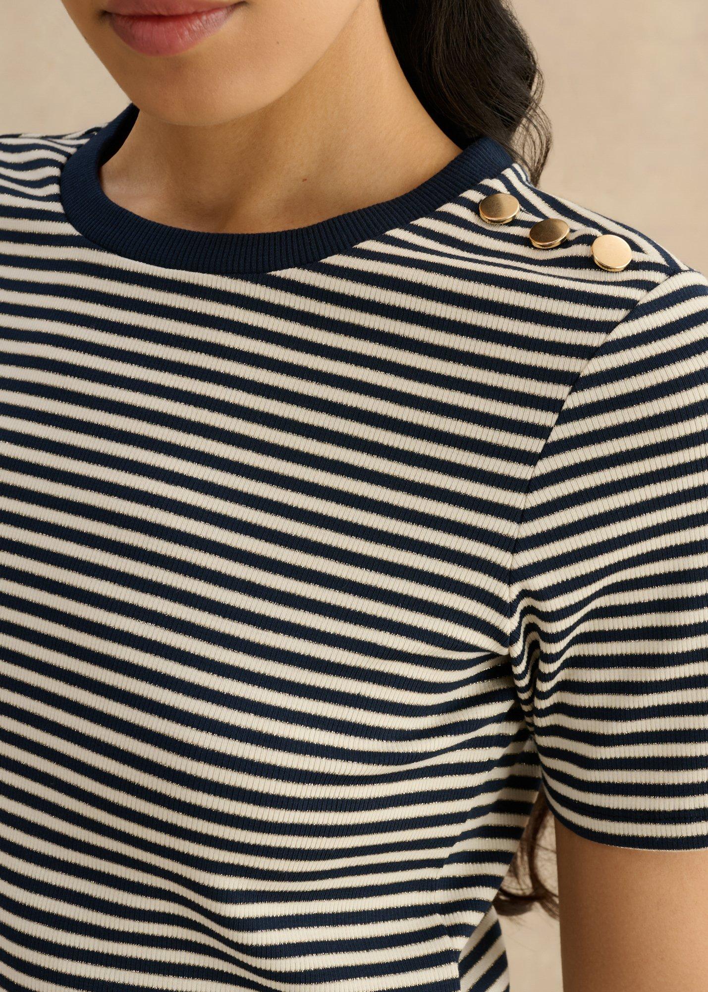 Tamsin Sparkle Cotton Blend T-Shirt, Navy Ivory, hi-res