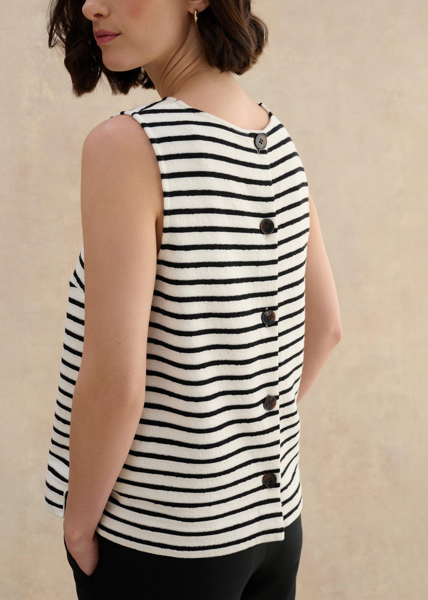 Roxie Cotton Blend Stripe Top, Ivory Black, hi-res
