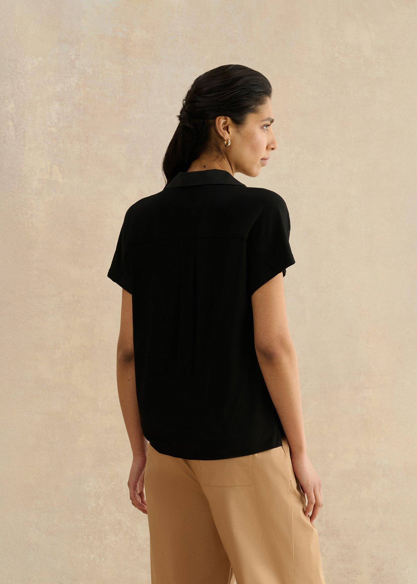 Miley V-neck Jersey Shirt, Black, hi-res