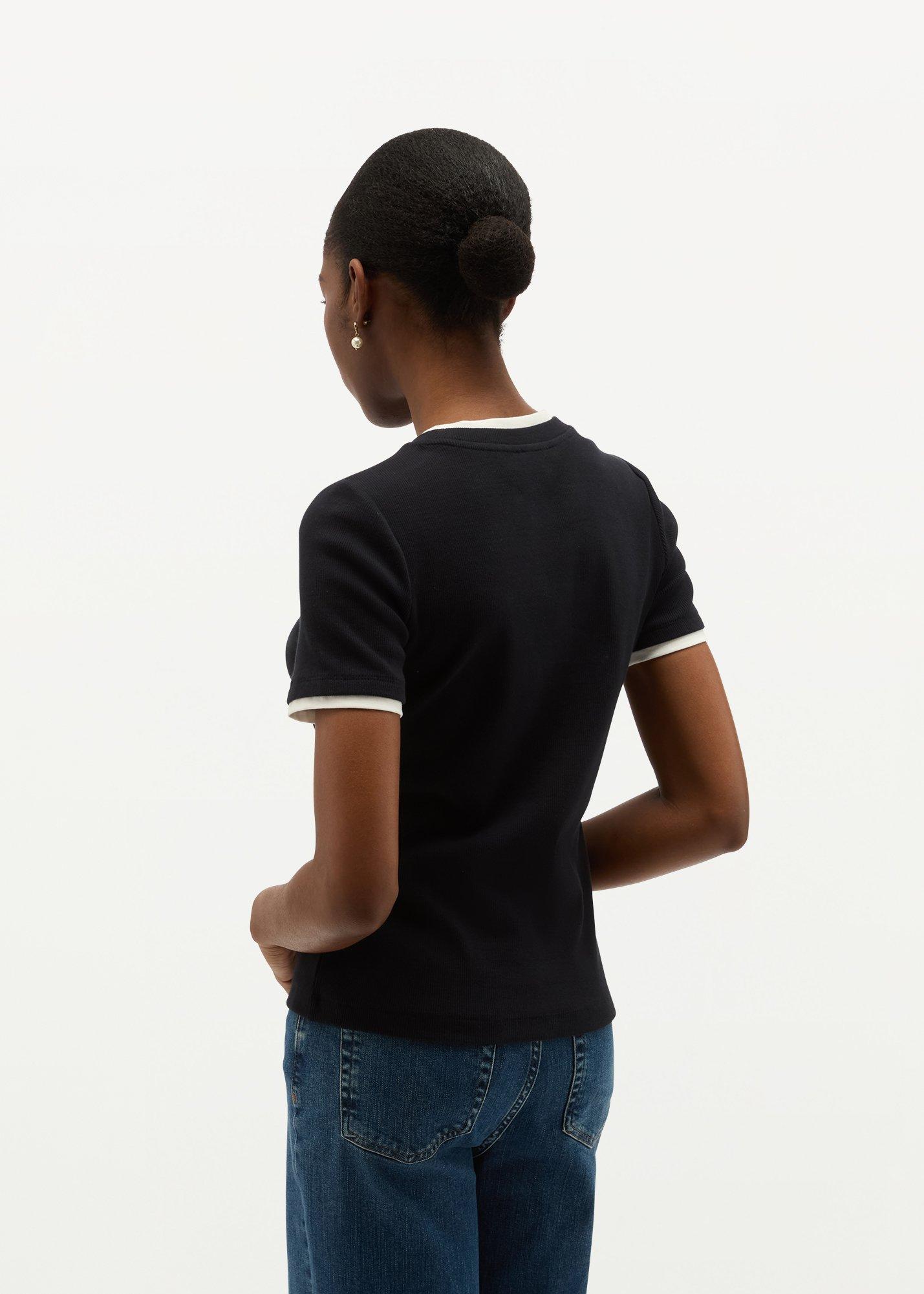 Kali Double Layer Ribbed T-Shirt, Navy Ivory, hi-res