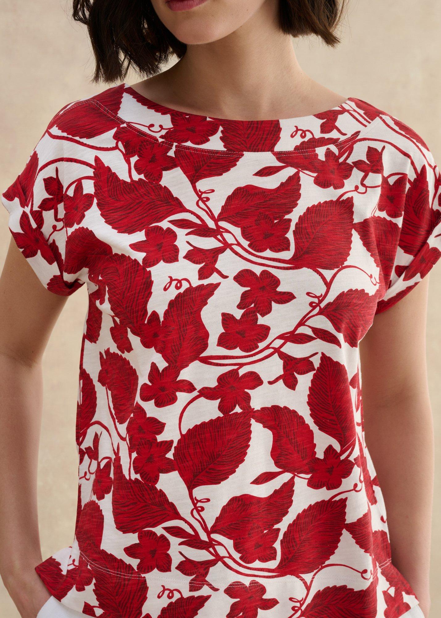 Printed Alycia Top, Red Ivory, hi-res