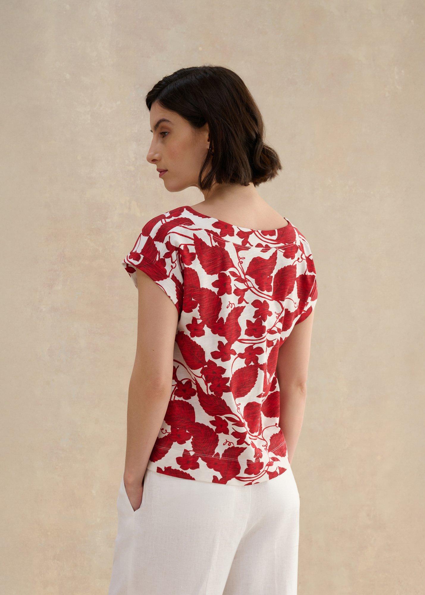 Printed Alycia Top, Red Ivory, hi-res