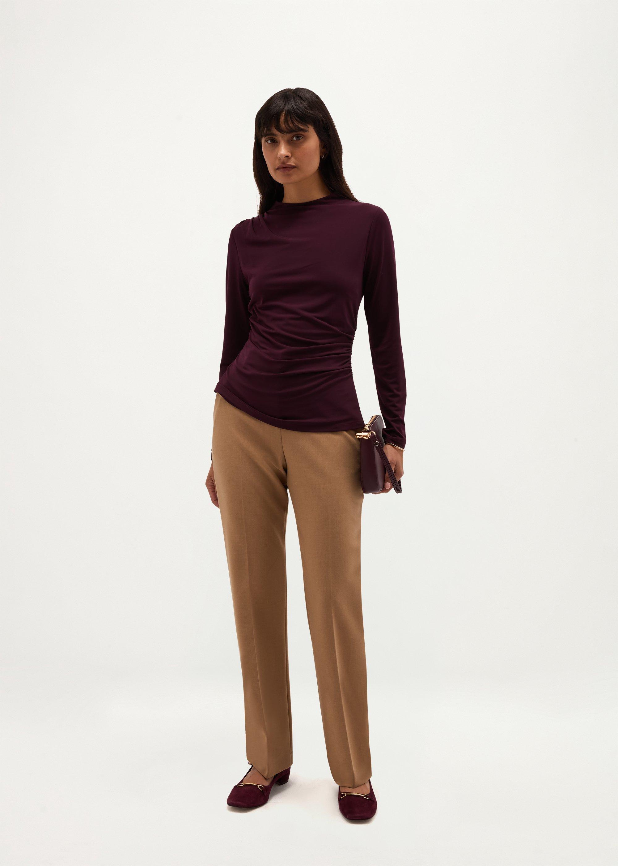 Oriana Ruched Top, Malbec Purple, hi-res