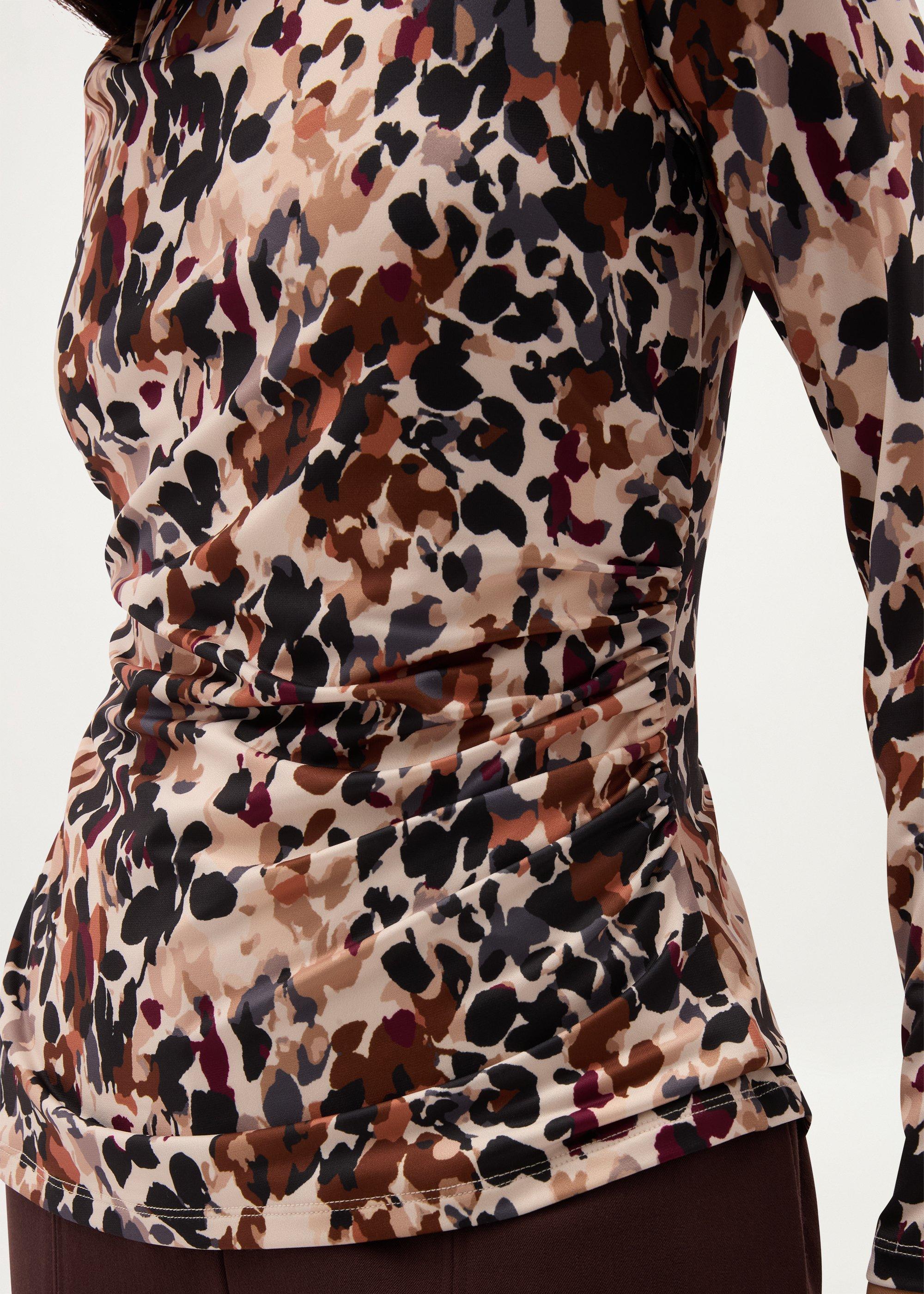 Oriana Printed Ruched Top, Ivory Multi, hi-res