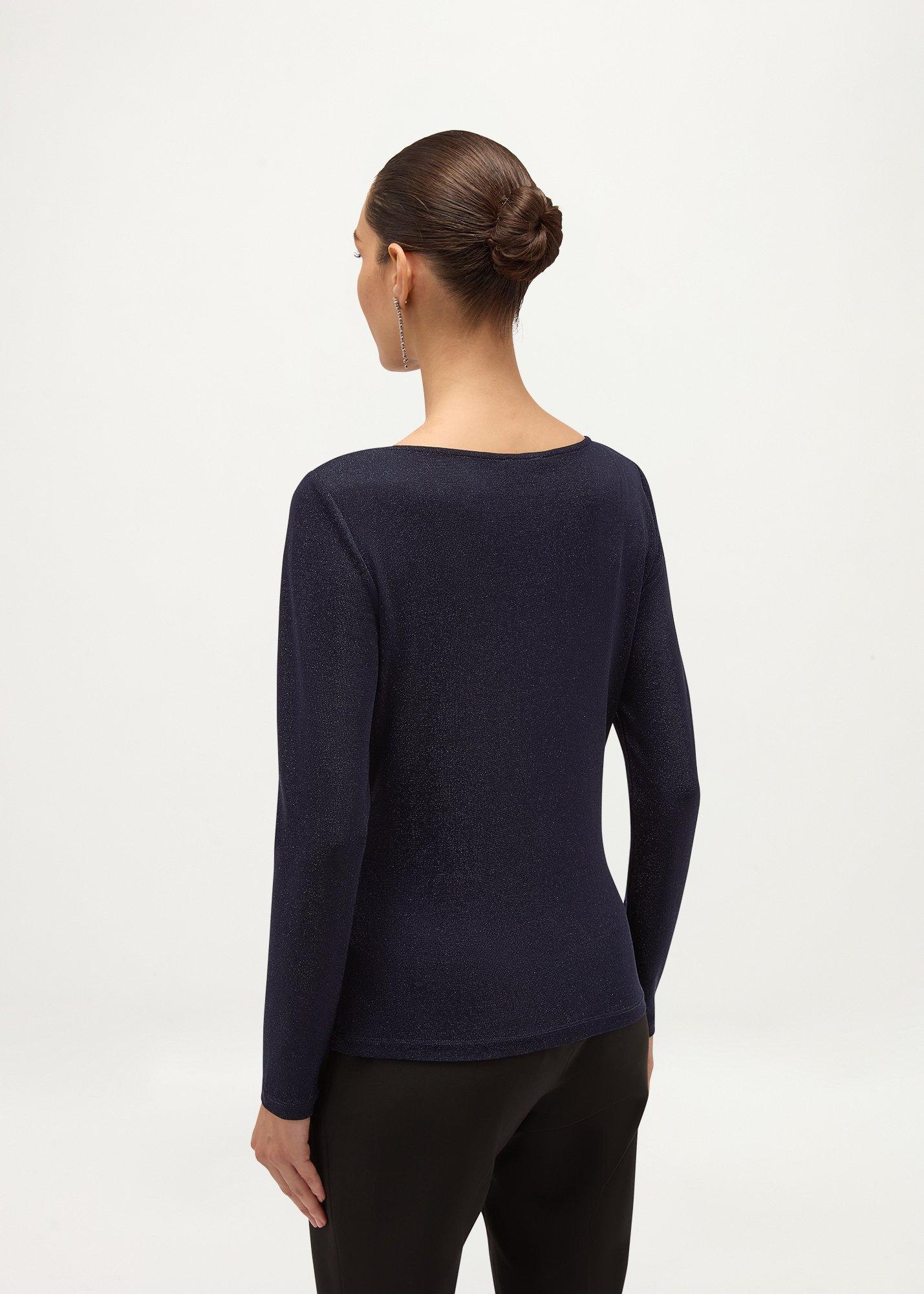 Shauna Sparkle Boat Neck Top, Navy Blue, hi-res
