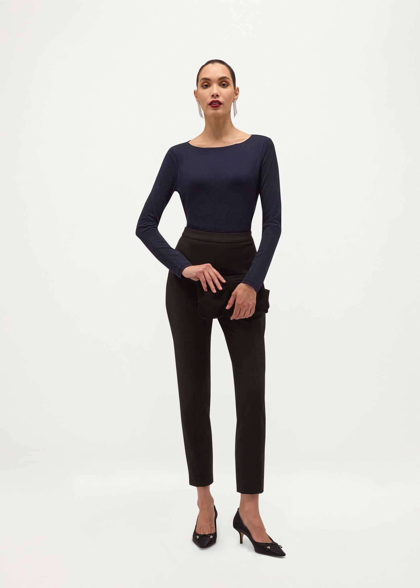 Shauna Sparkle Boat Neck Top, Navy Blue, hi-res