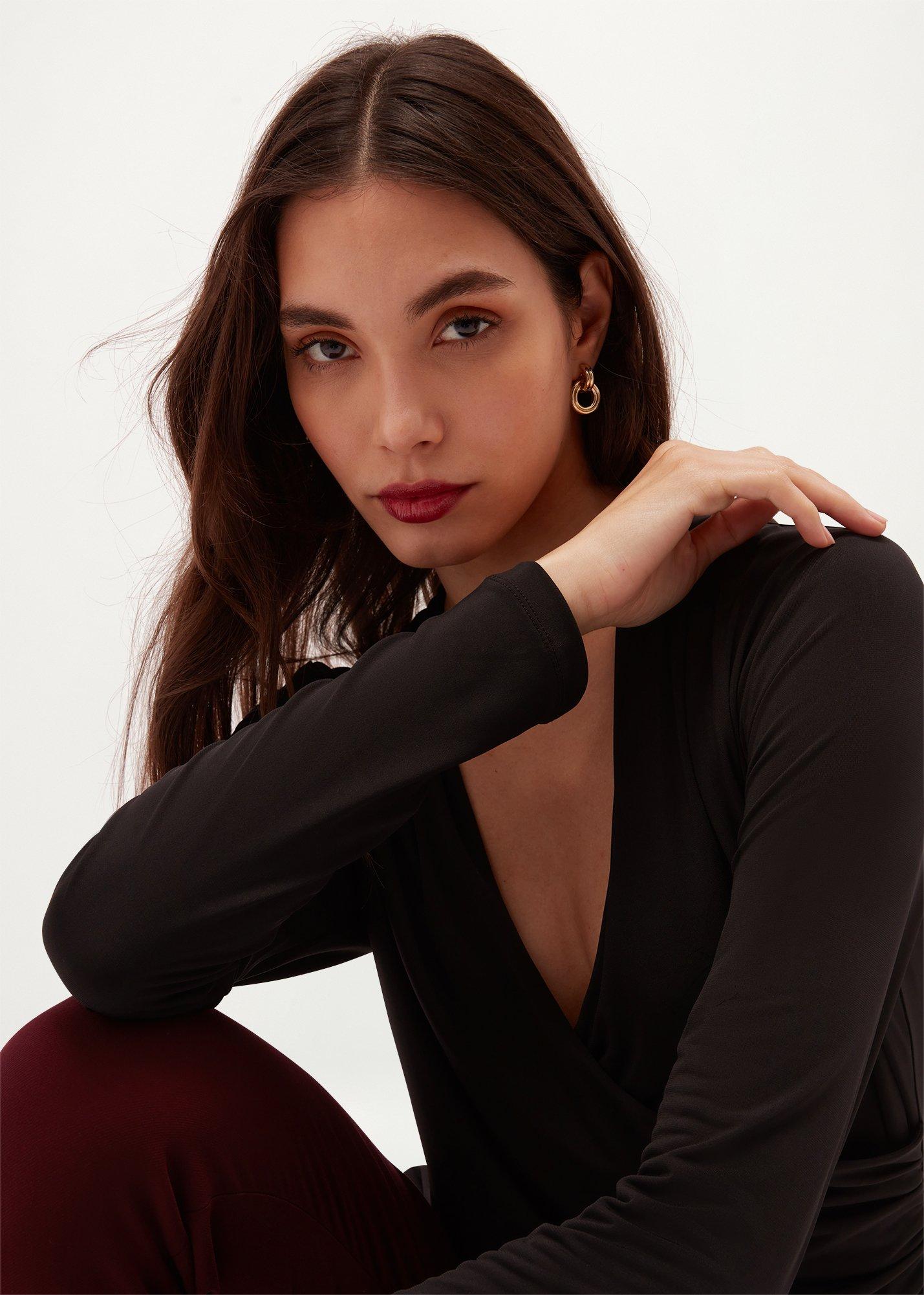 Marina Wrap Top, Black, hi-res