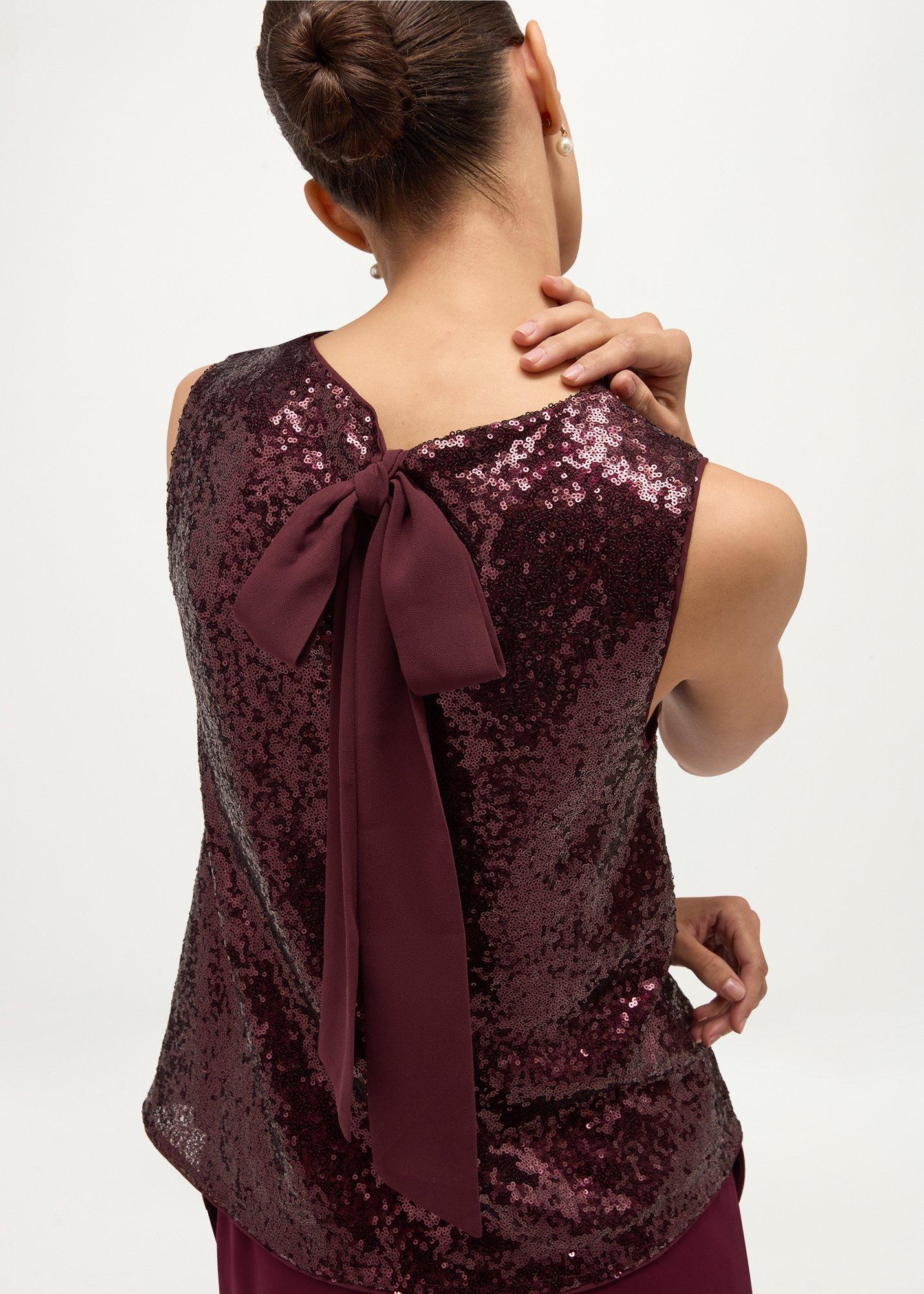 Una Sequin Top, Fig Purple, hi-res