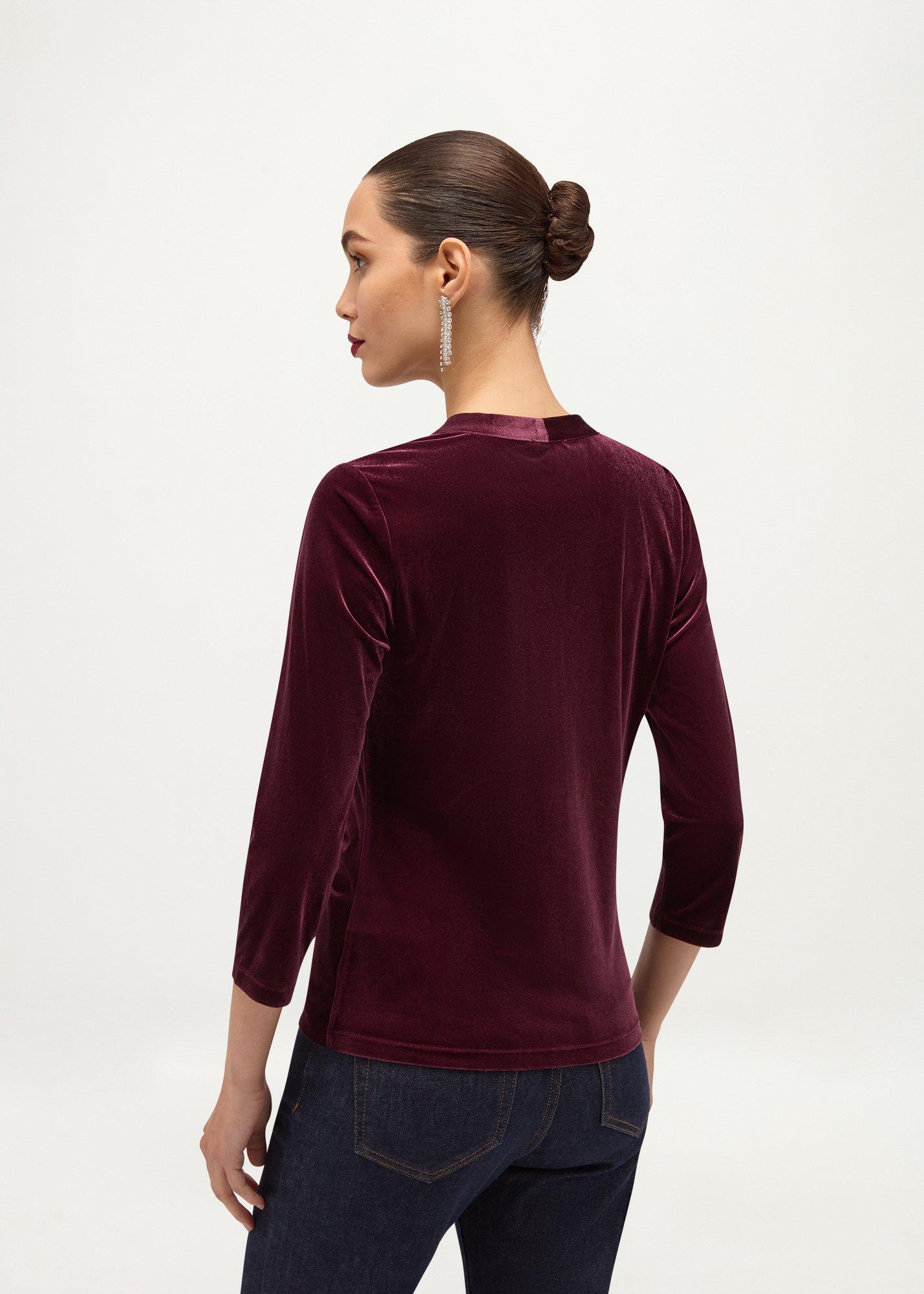 Hattie Velvet Ruched Top, Fig Purple, hi-res