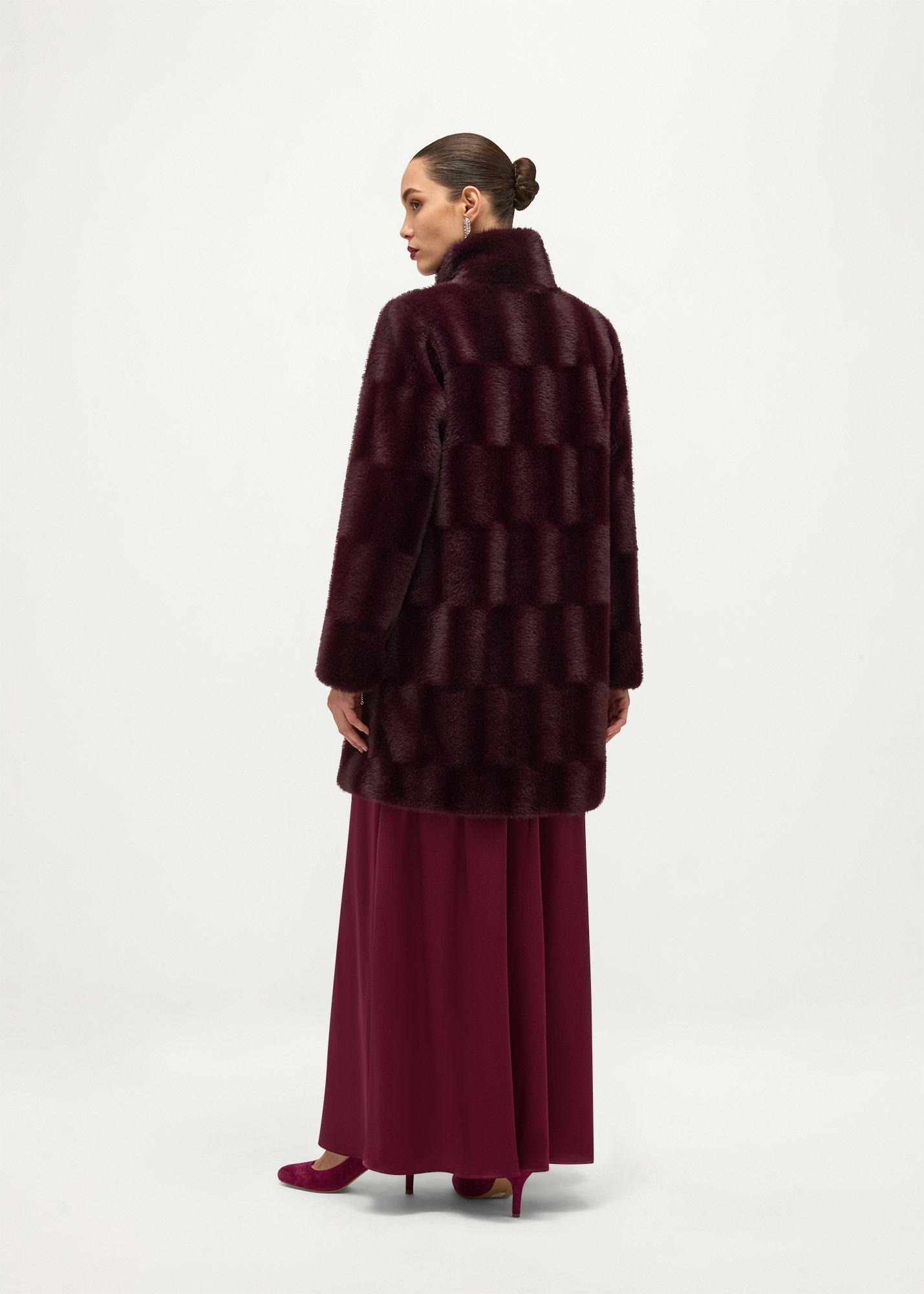 Rosanne Faux Fur Coat, Wine, hi-res