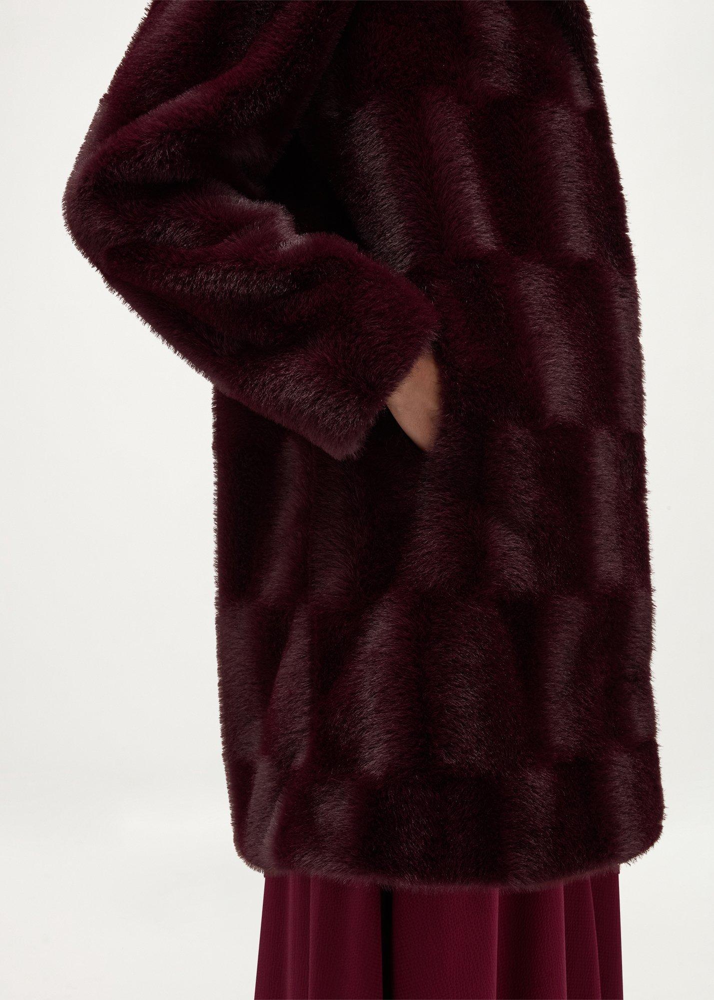 Rosanne Faux Fur Coat, Wine, hi-res