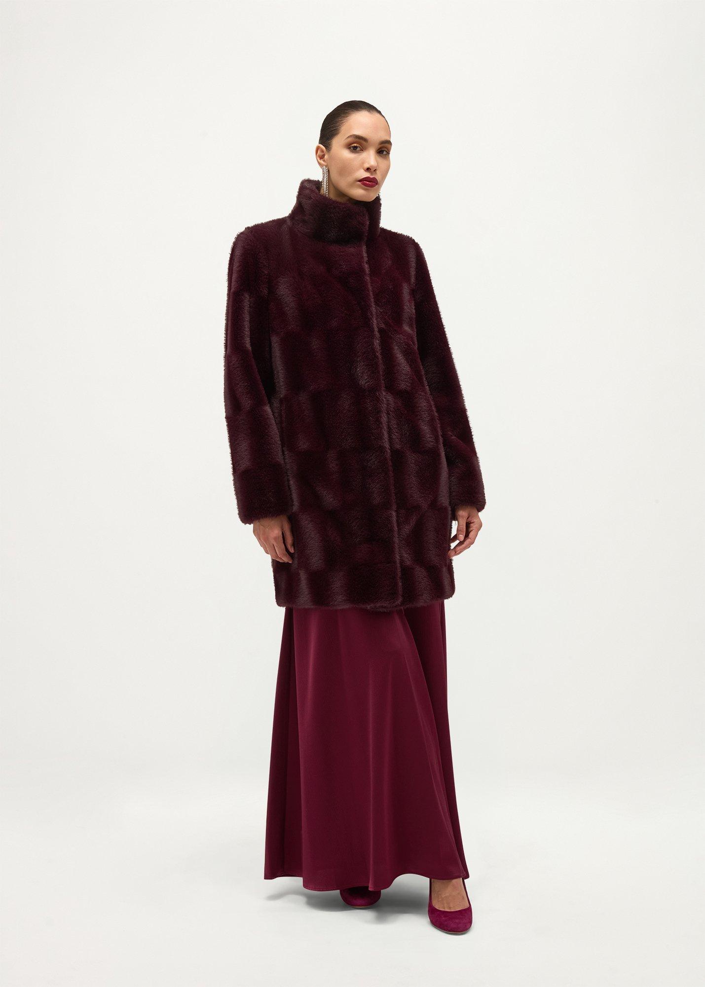 Rosanne Faux Fur Coat, Wine, hi-res